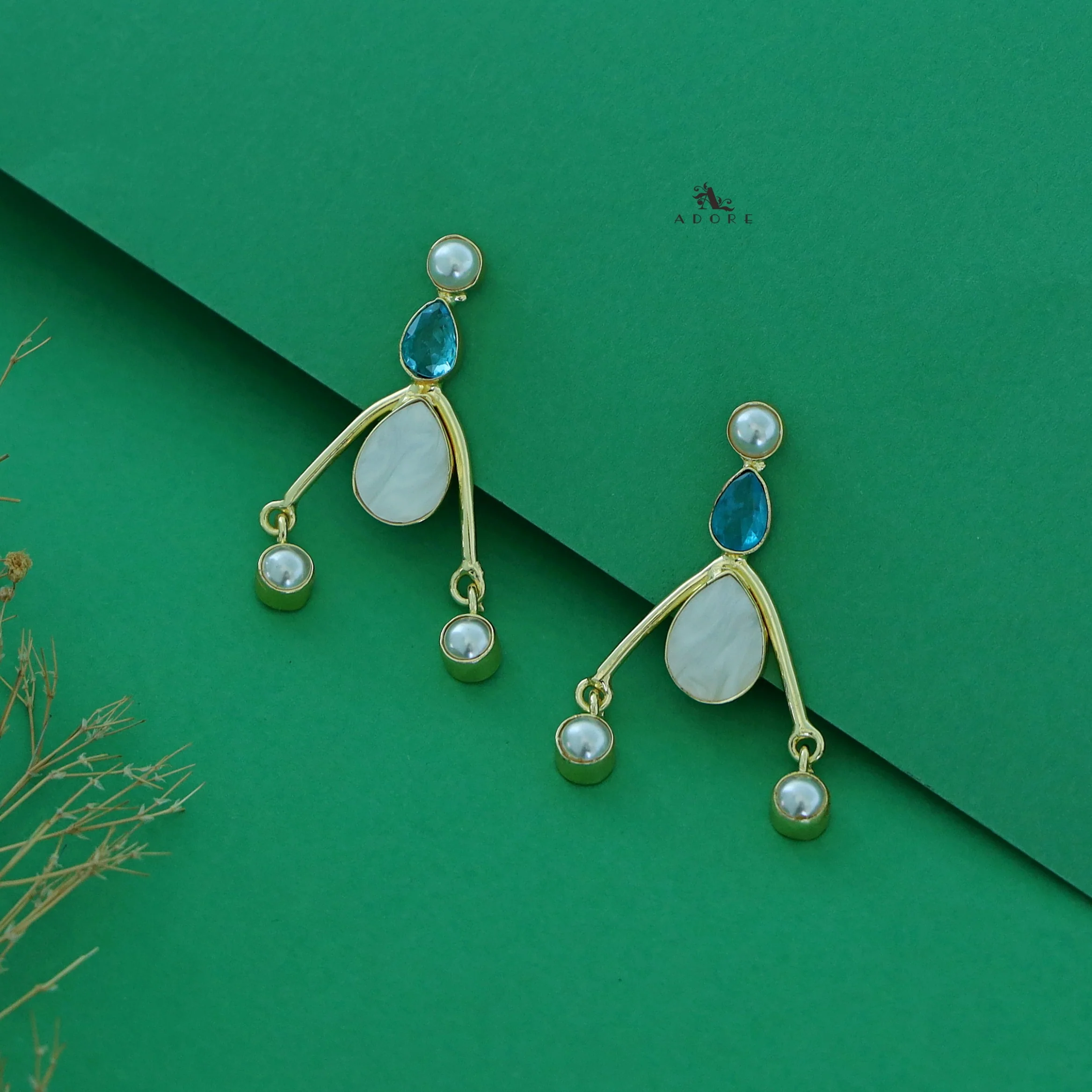Yardley Golden Pearl + Glossy Stone + MOP Earring - Image 2