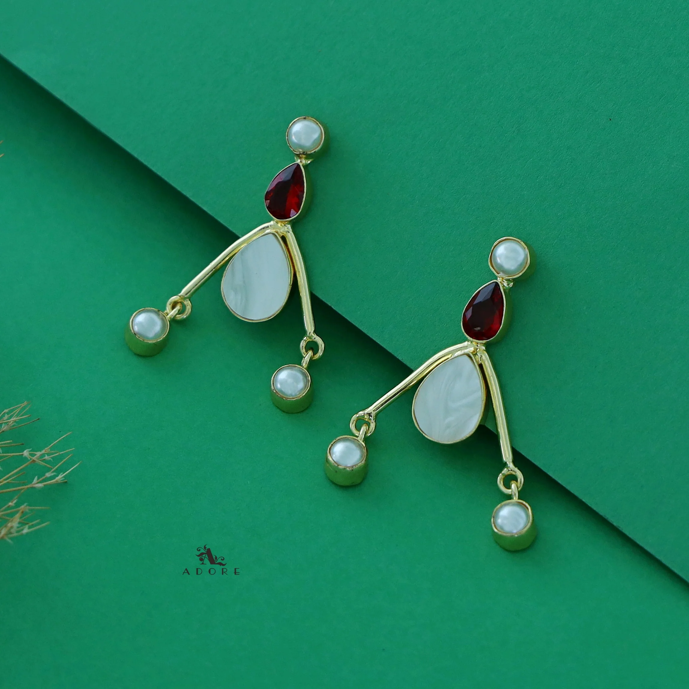 Yardley Golden Pearl + Glossy Stone + MOP Earring - Image 3