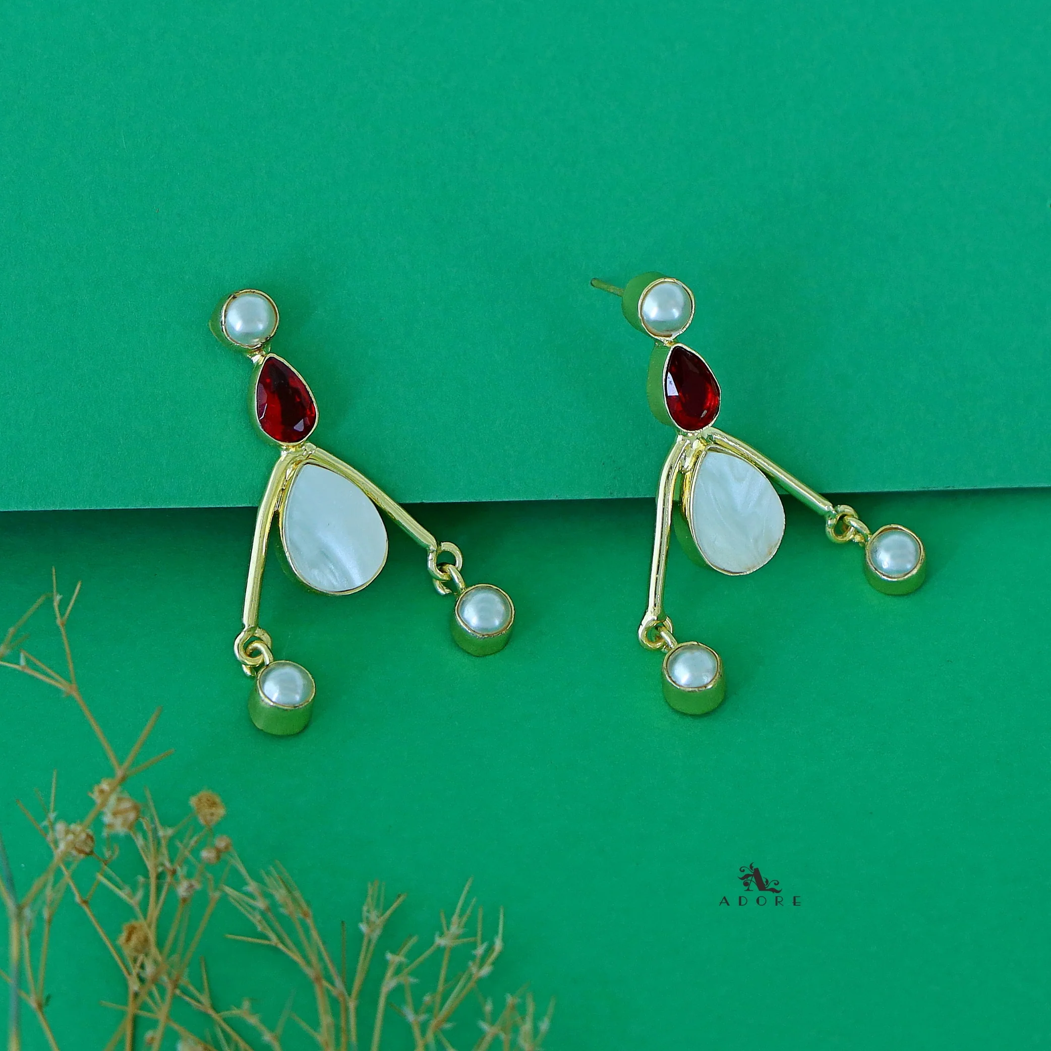 Yardley Golden Pearl + Glossy Stone + MOP Earring - Image 6