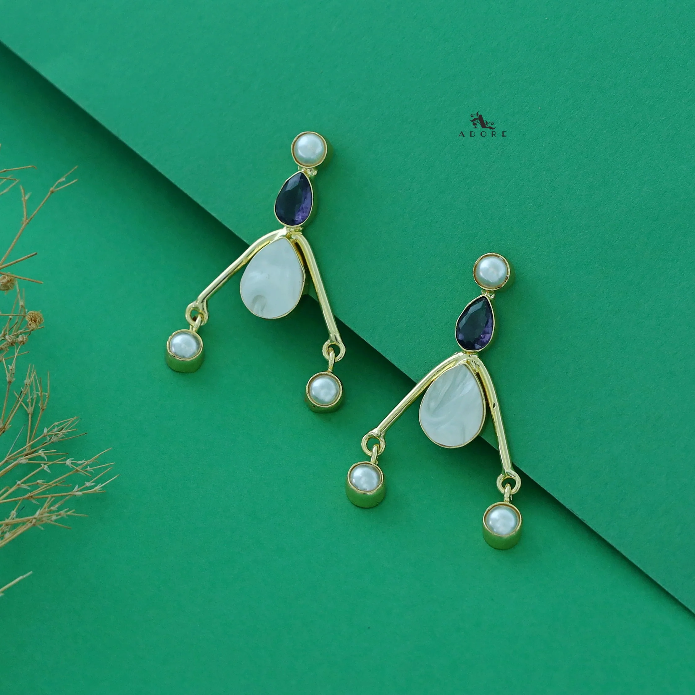 Yardley Golden Pearl + Glossy Stone + MOP Earring - Image 7