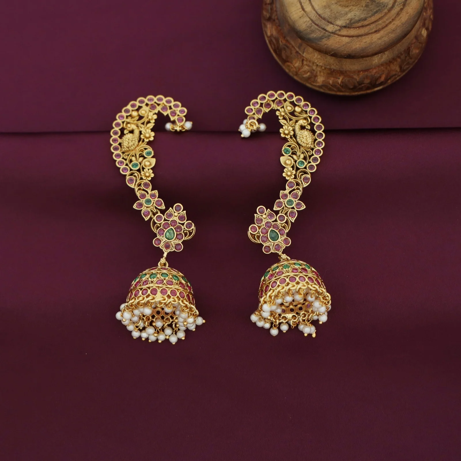 Yudistia Mayura Ear-Cuff With Jhumka - Image 2