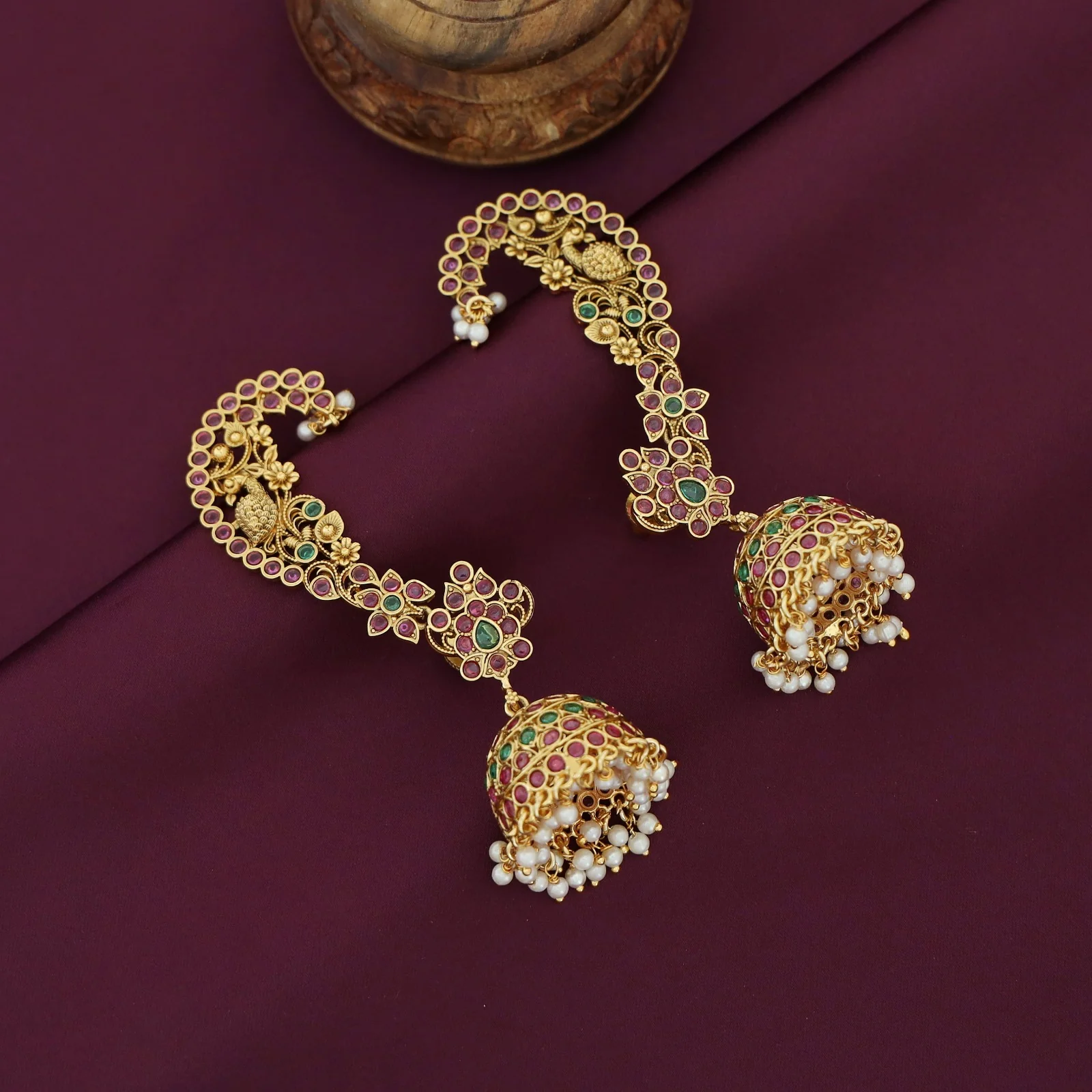Yudistia Mayura Ear-Cuff With Jhumka - Image 3