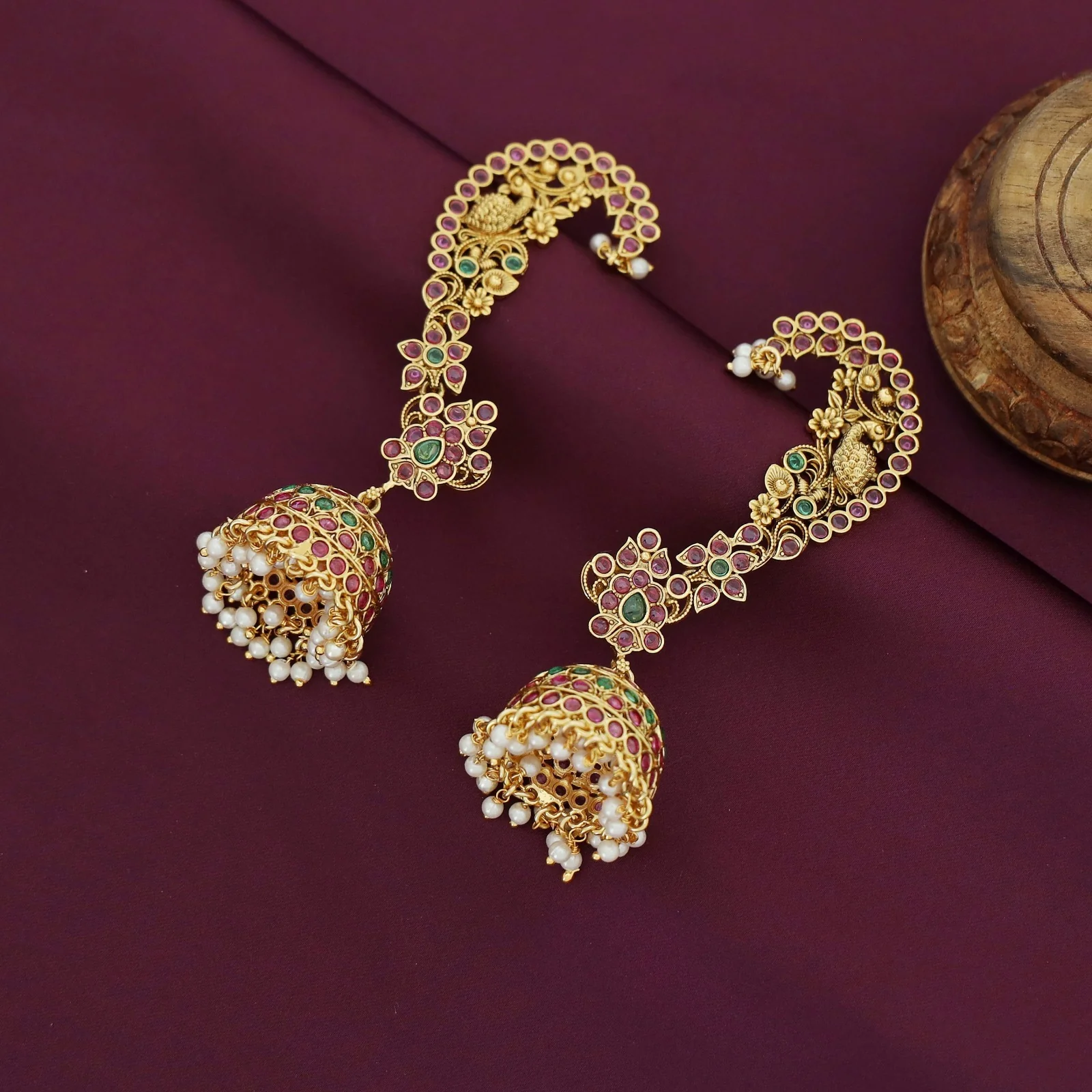 Yudistia Mayura Ear-Cuff With Jhumka - Image 4
