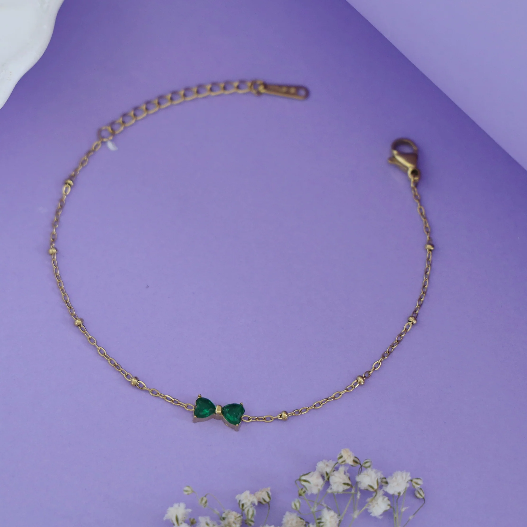 Yvette Dual Heart Golden Ball Bracelet - Image 3