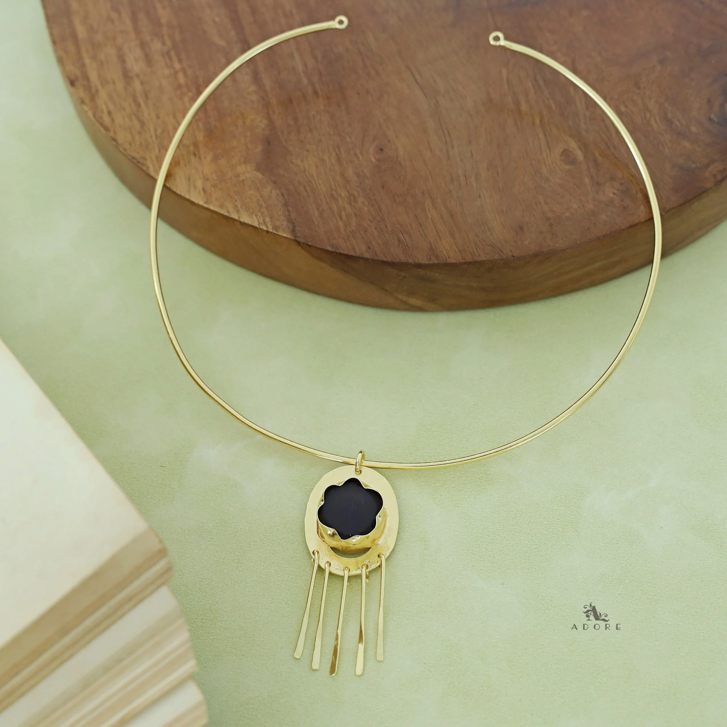 Zahara Golden Raw Stone Neck cuff - Image 10