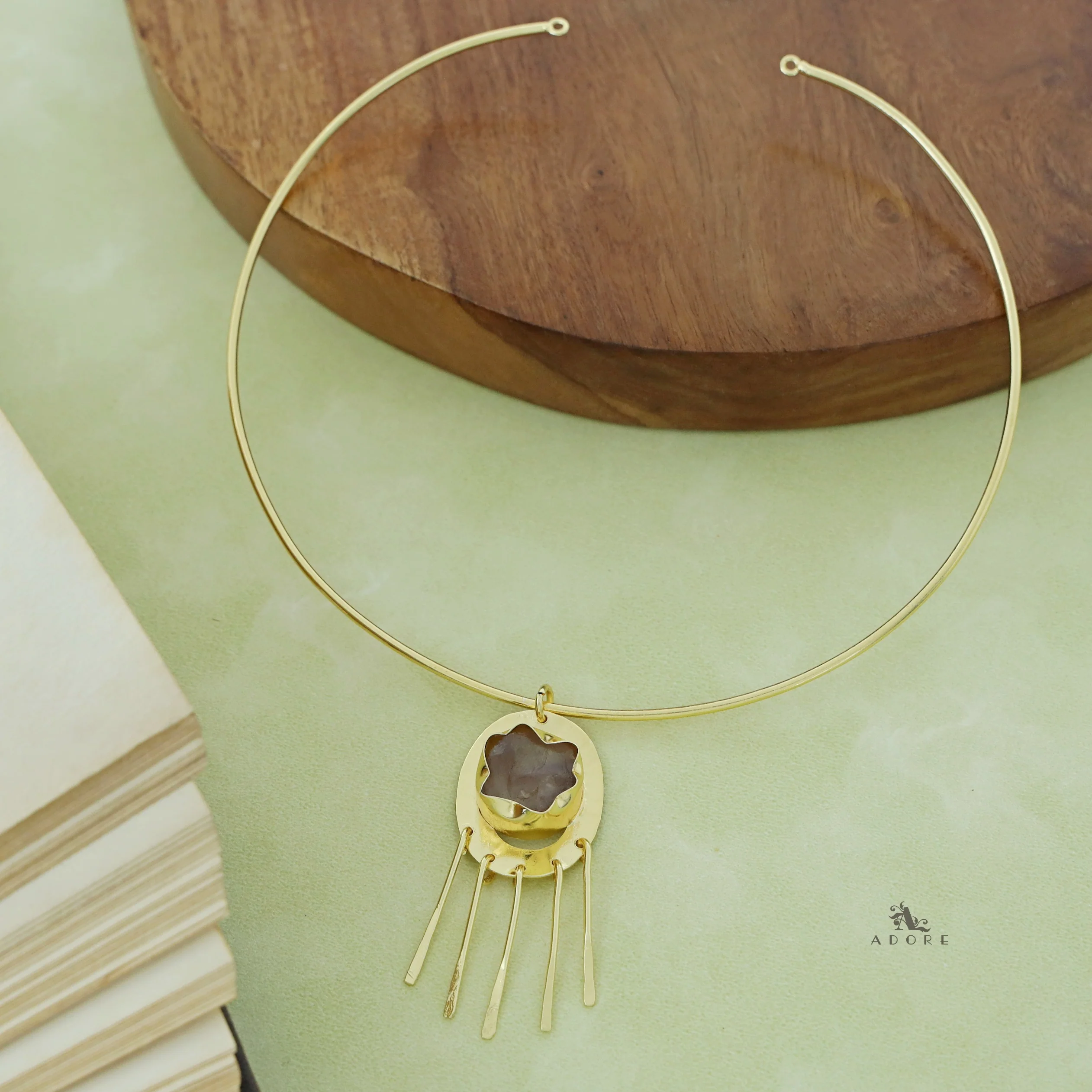 Zahara Golden Raw Stone Neck cuff - Image 11