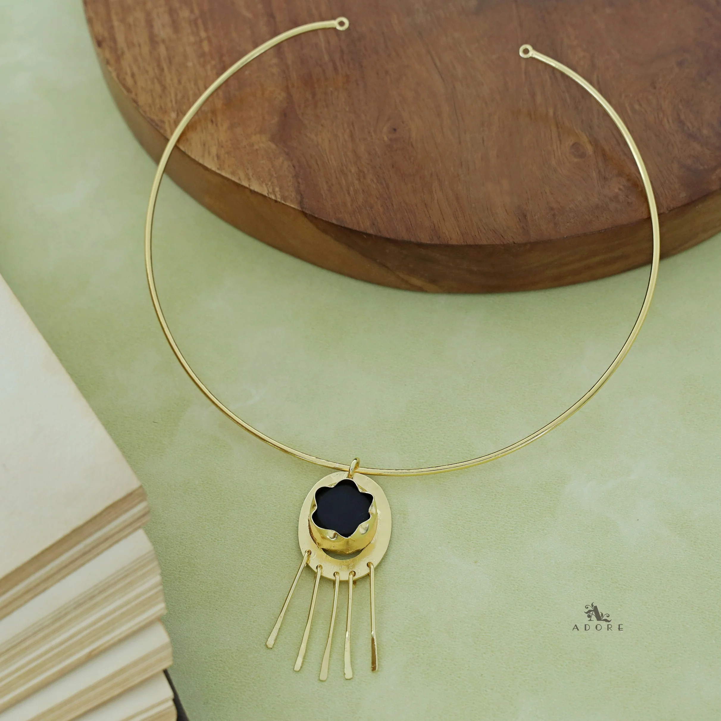 Zahara Golden Raw Stone Neck cuff - Image 12