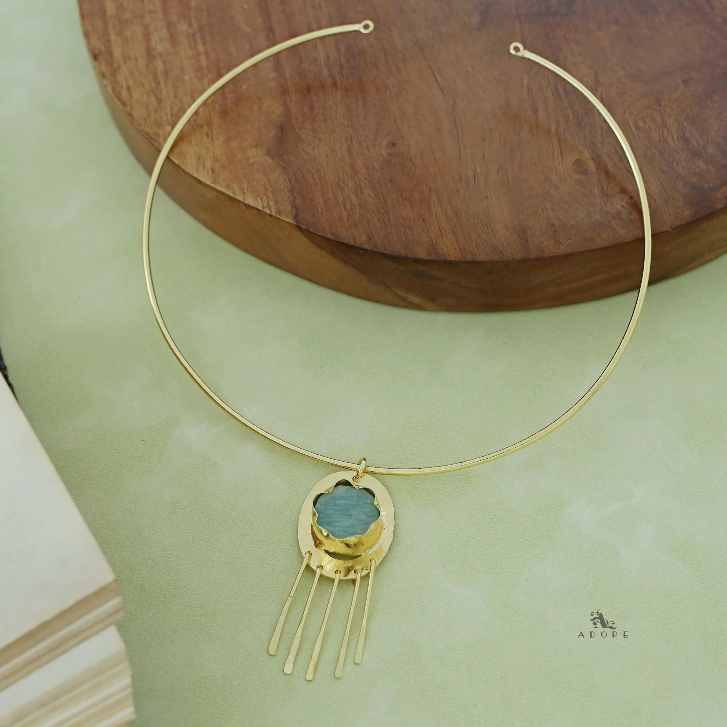 Zahara Golden Raw Stone Neck cuff - Image 13