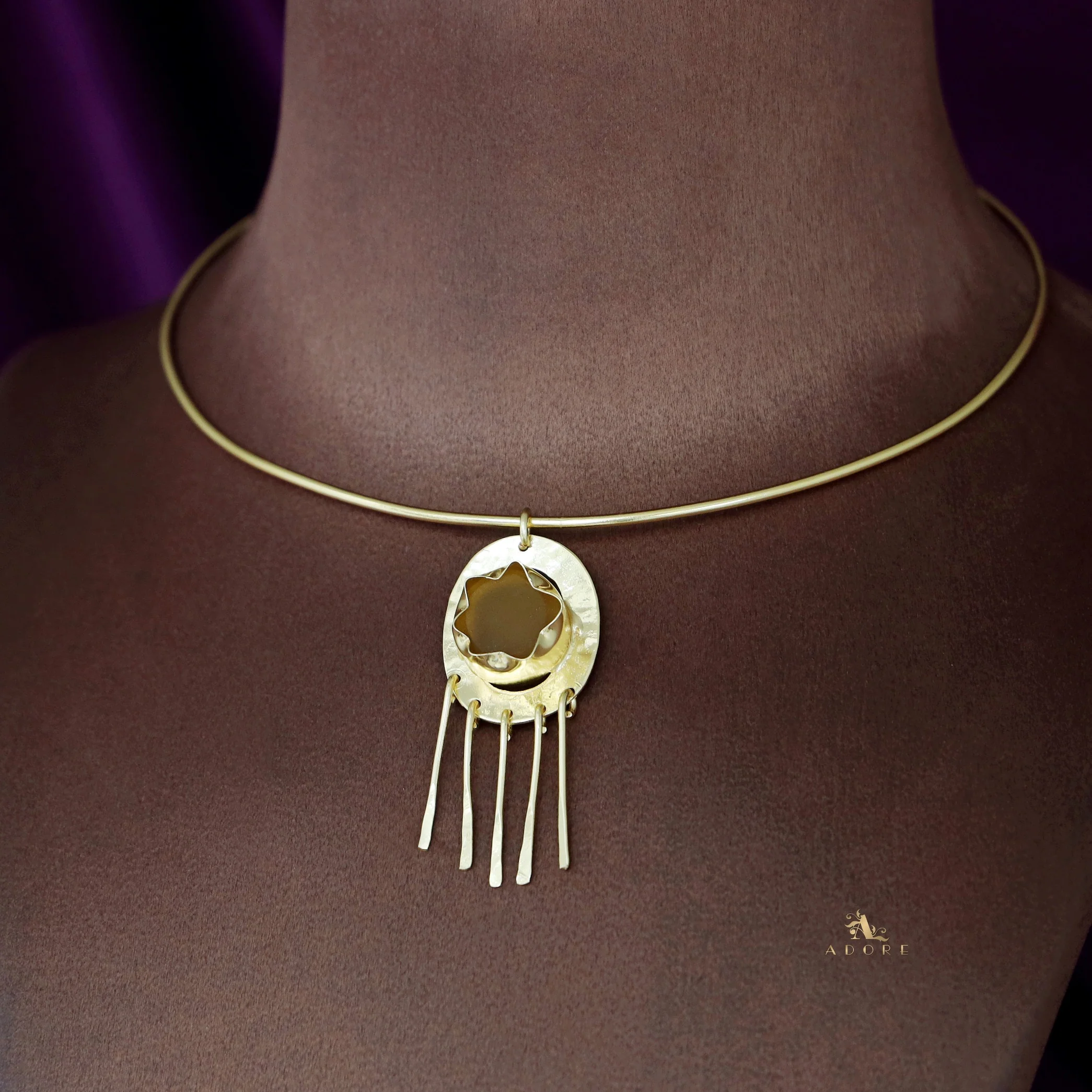 Zahara Golden Raw Stone Neck cuff - Image 3