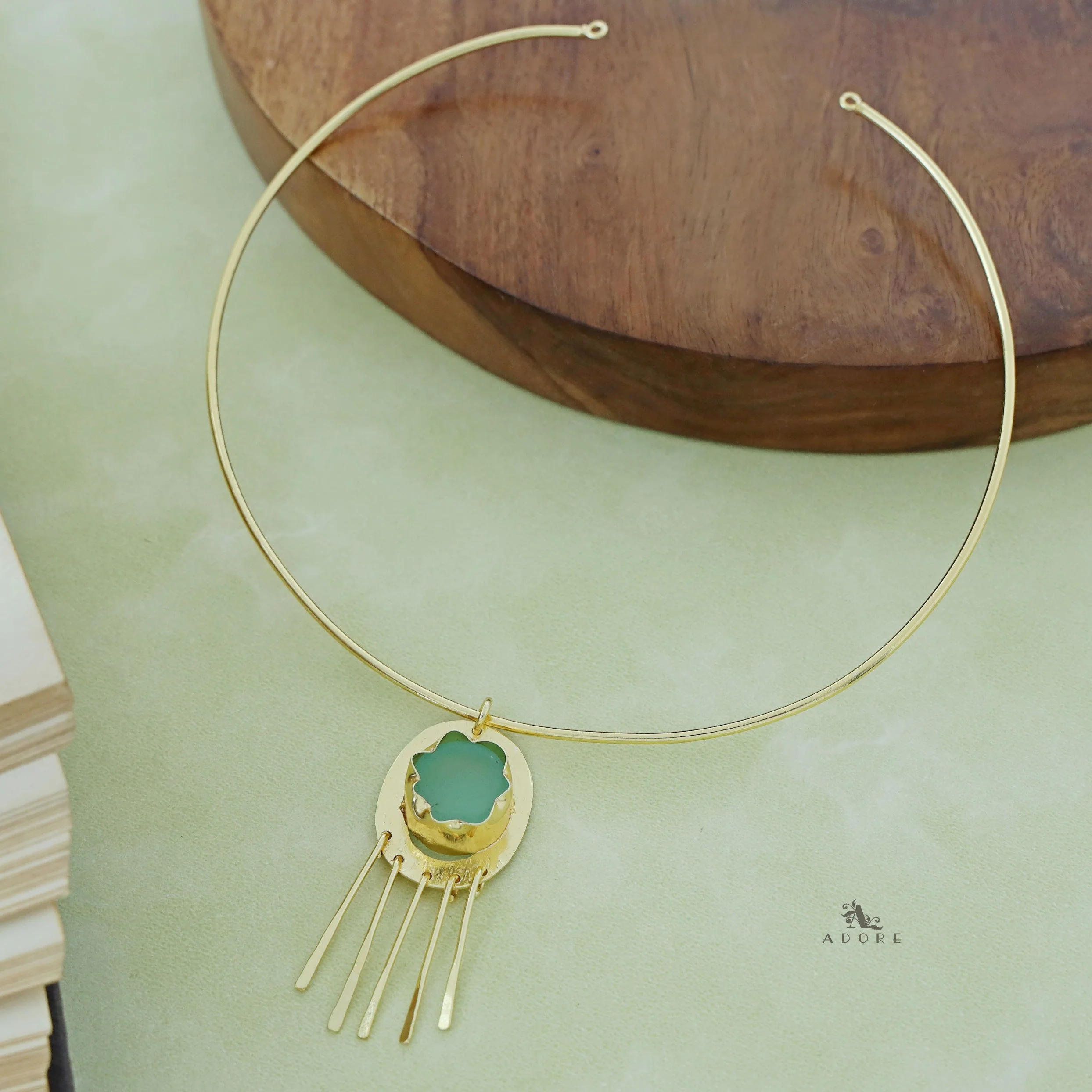 Zahara Golden Raw Stone Neck cuff - Image 4