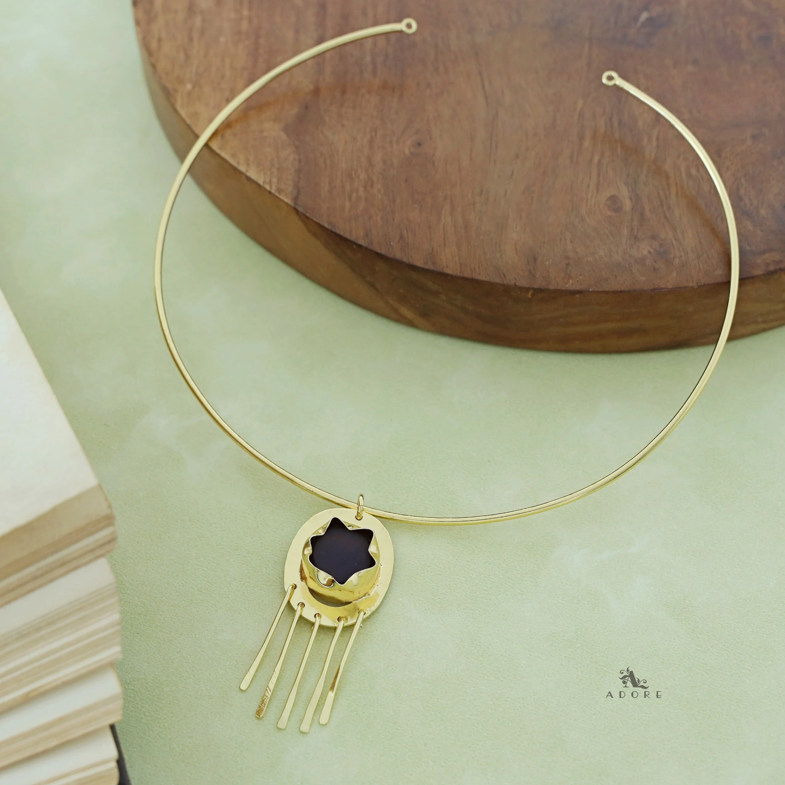 Zahara Golden Raw Stone Neck cuff - Image 6