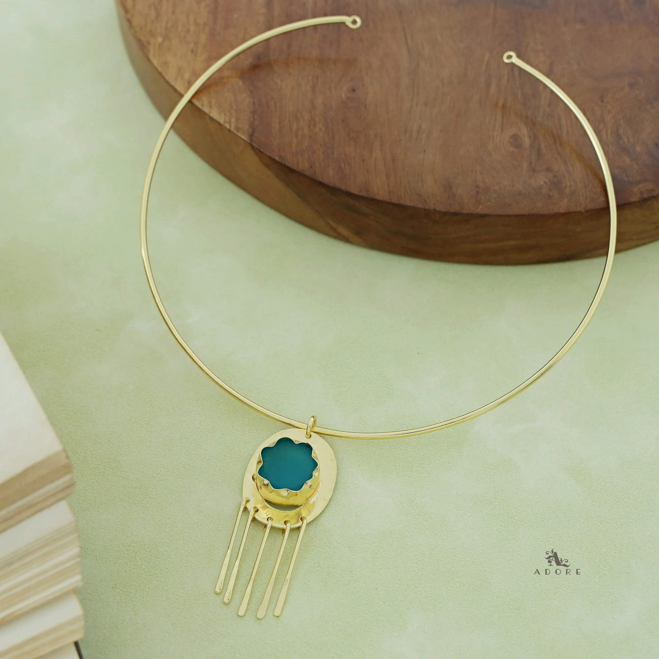 Zahara Golden Raw Stone Neck cuff - Image 7