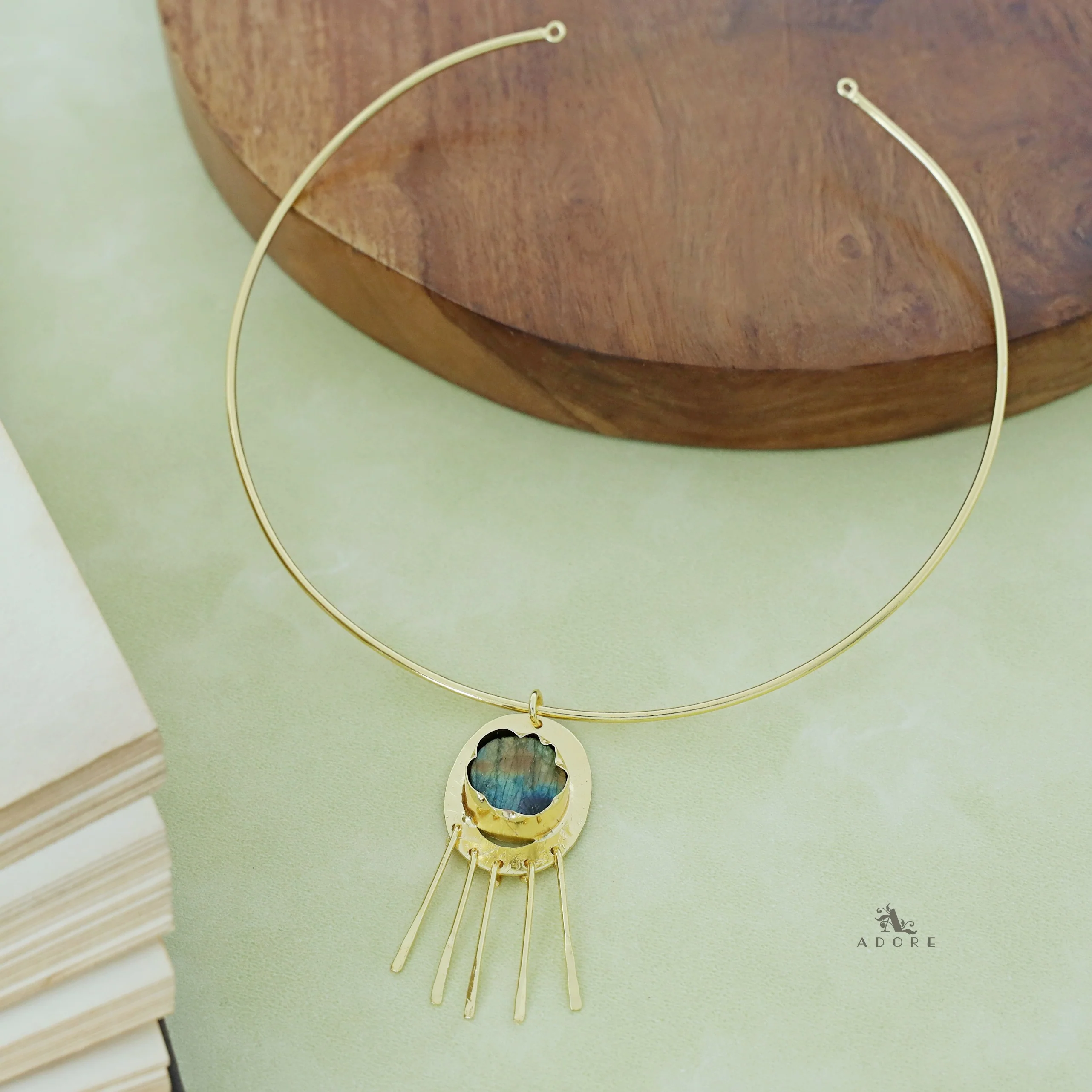 Zahara Golden Raw Stone Neck cuff - Image 8