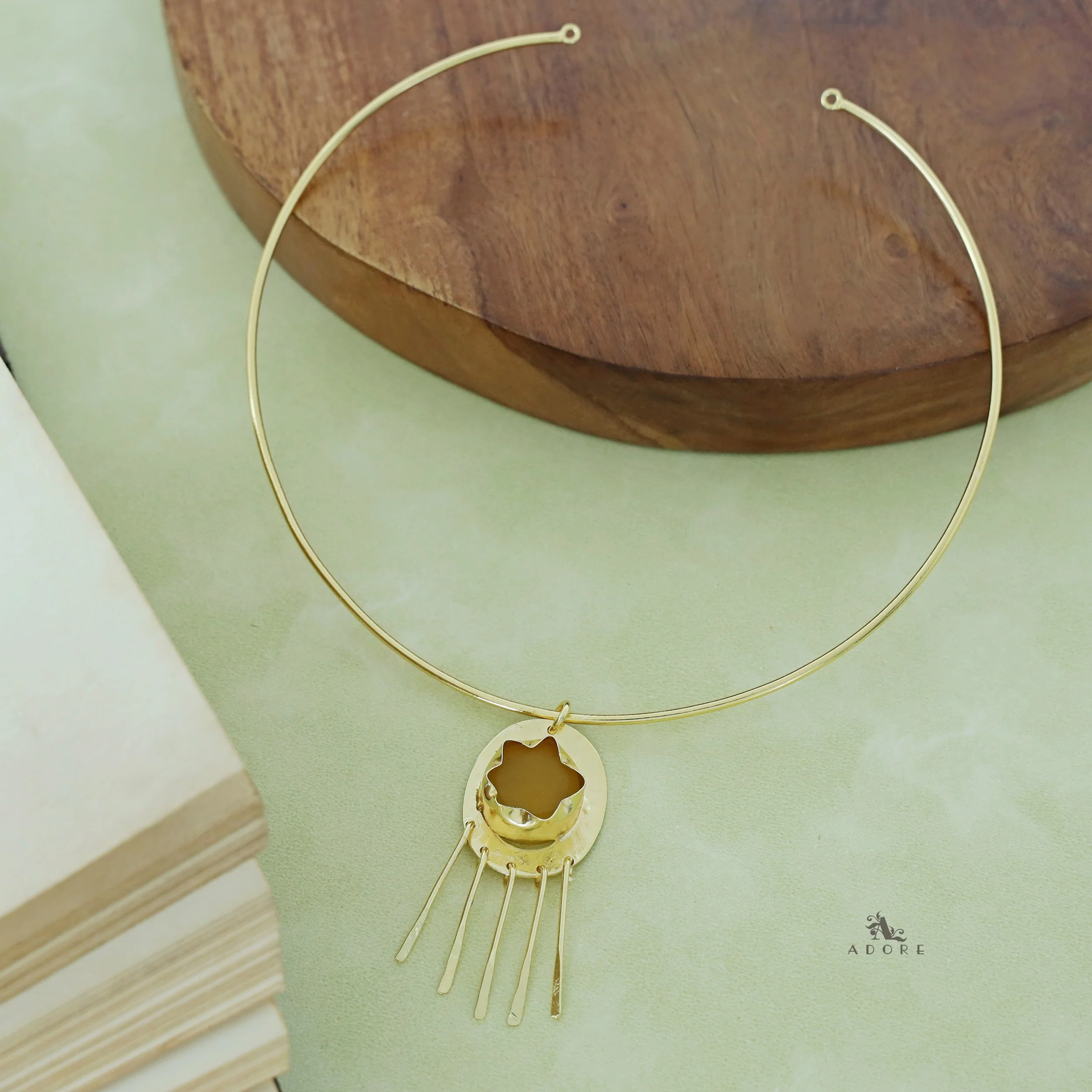 Zahara Golden Raw Stone Neck cuff - Image 9