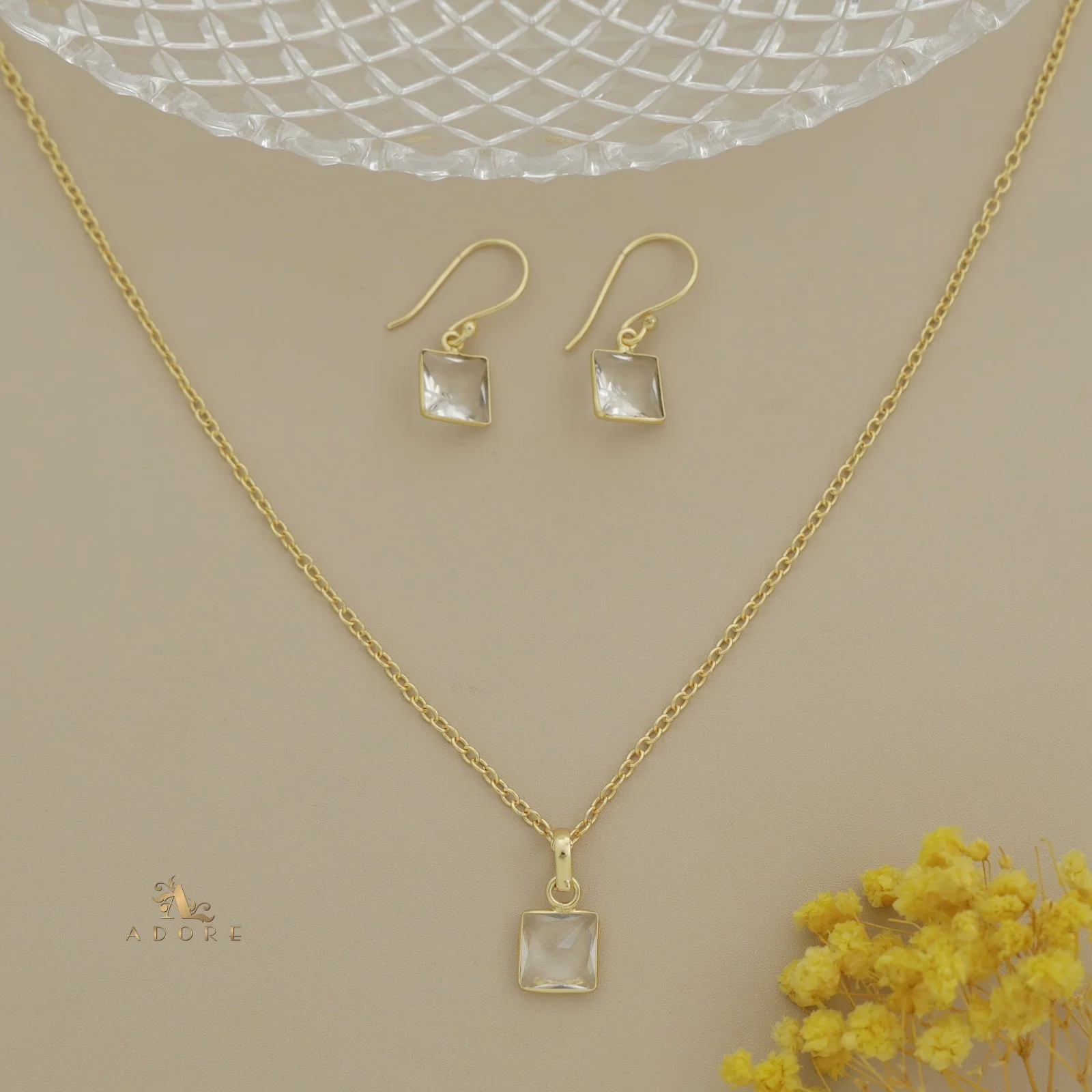 Zansi Glossy Square Drop Neckpiece With Drop - Image 10