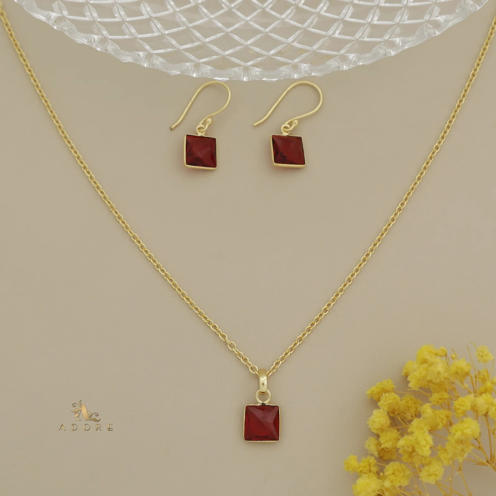 Zansi Glossy Square Drop Neckpiece With Drop - Image 2