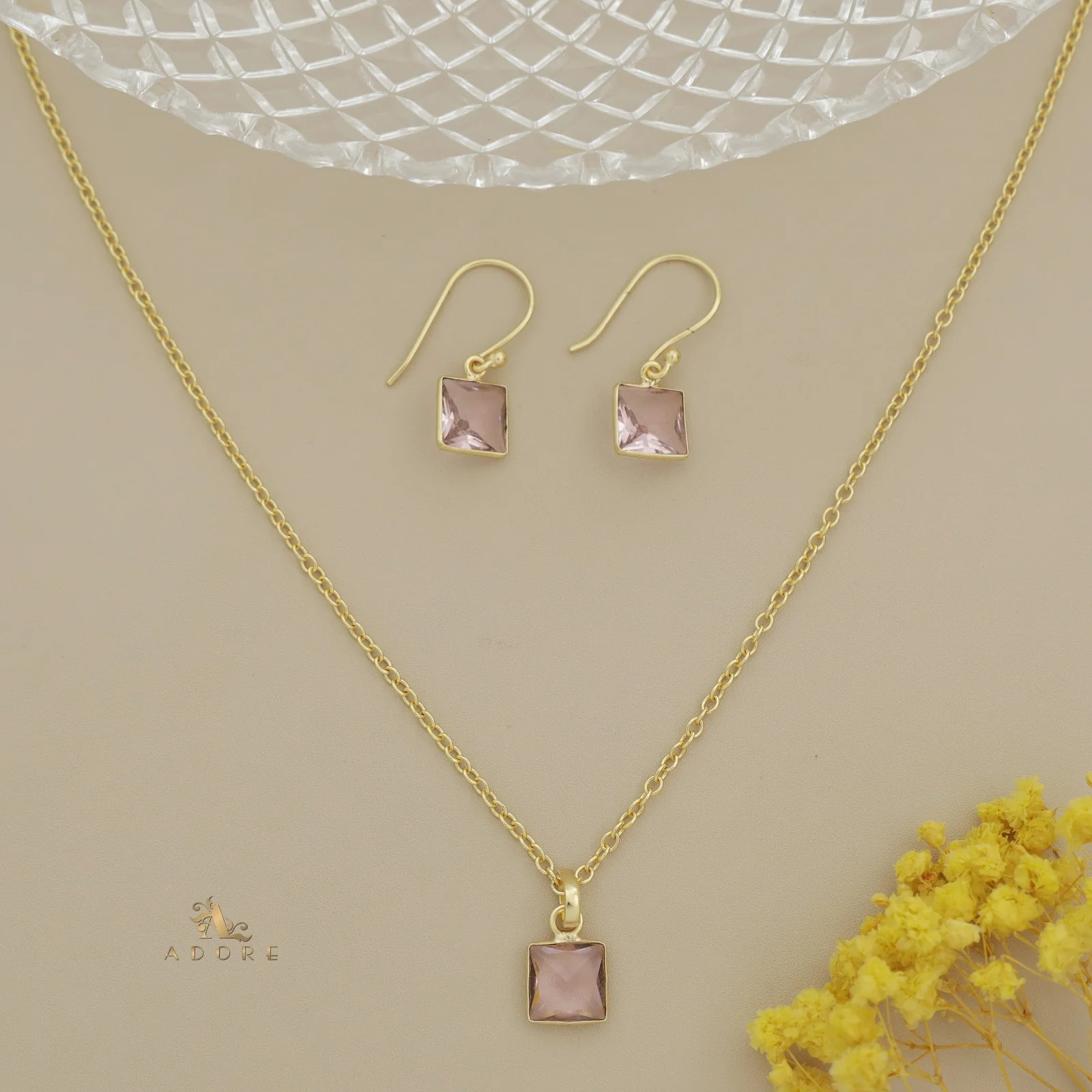Zansi Glossy Square Drop Neckpiece With Drop - Image 4