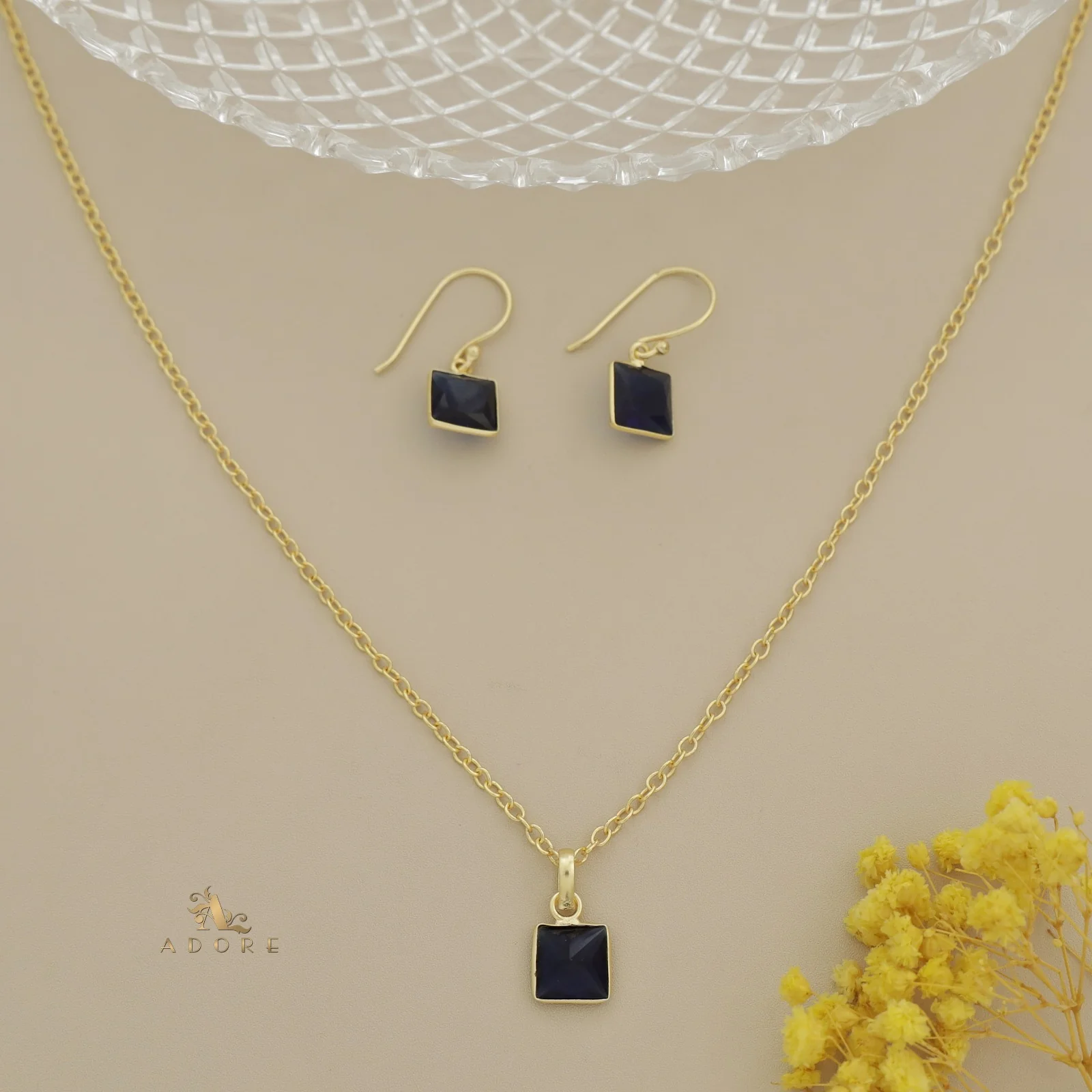 Zansi Glossy Square Drop Neckpiece With Drop - Image 6