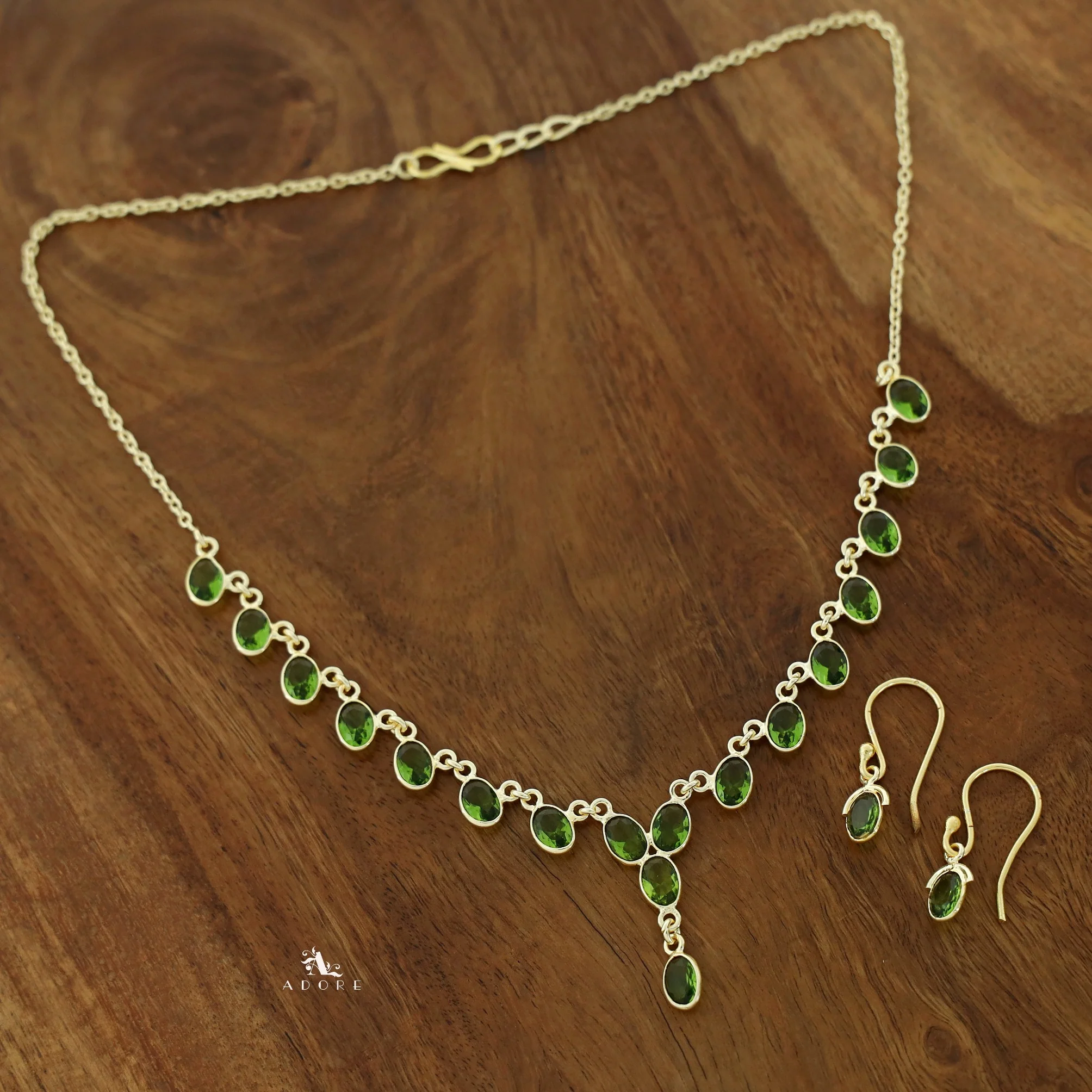 Zeeya Golden Oval Glossy Neckpiece With Drop - Image 10