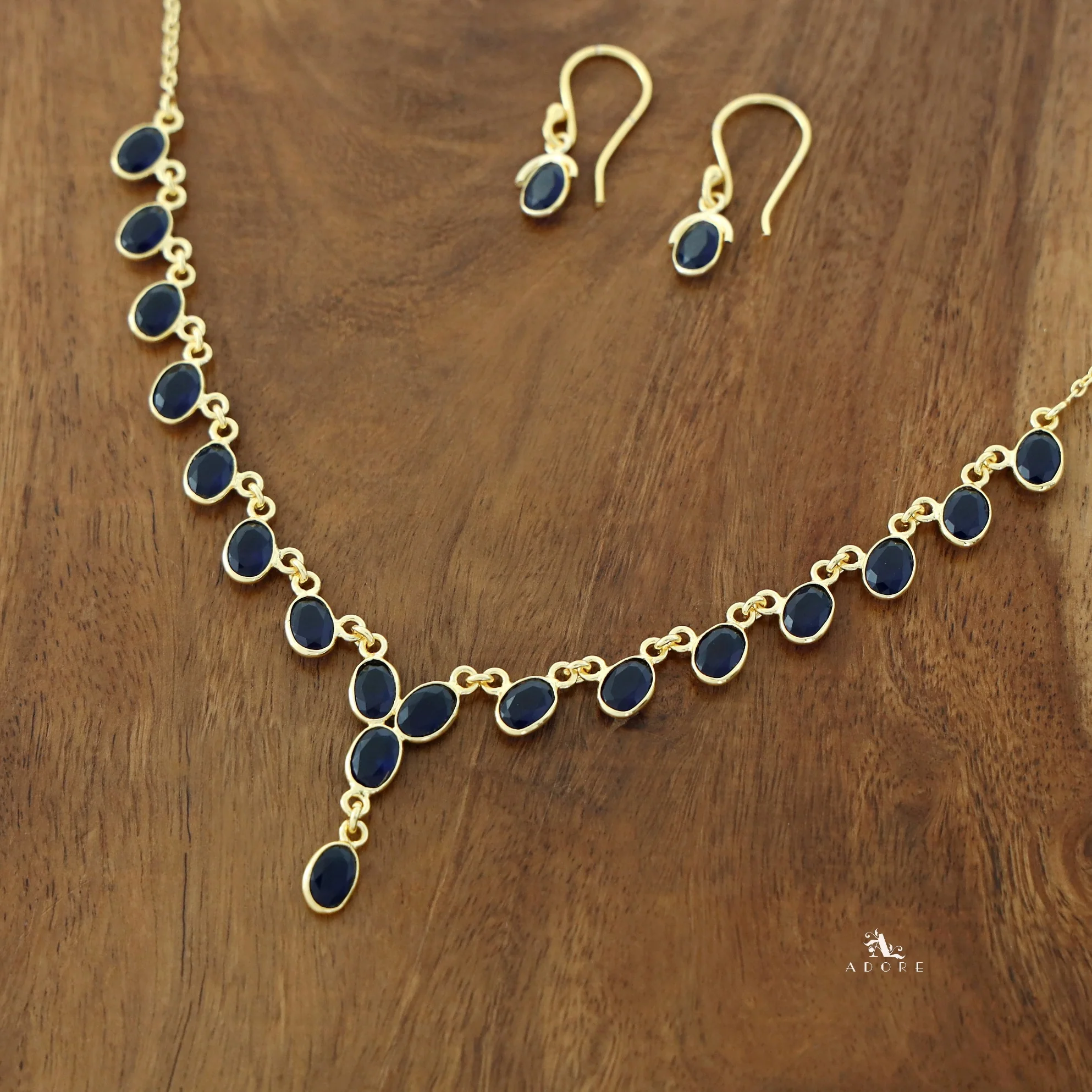 Zeeya Golden Oval Glossy Neckpiece With Drop - Image 6