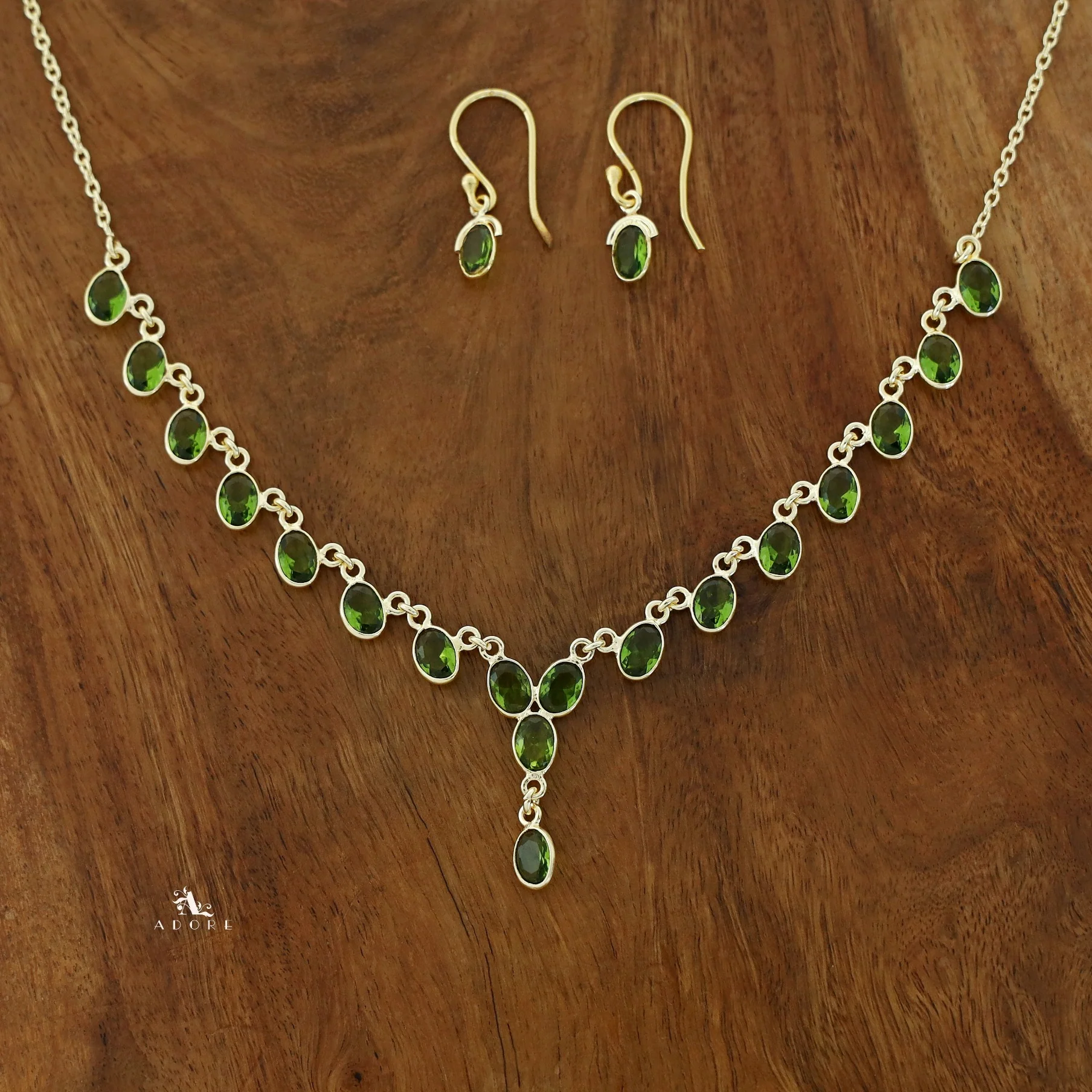 Zeeya Golden Oval Glossy Neckpiece With Drop - Image 8