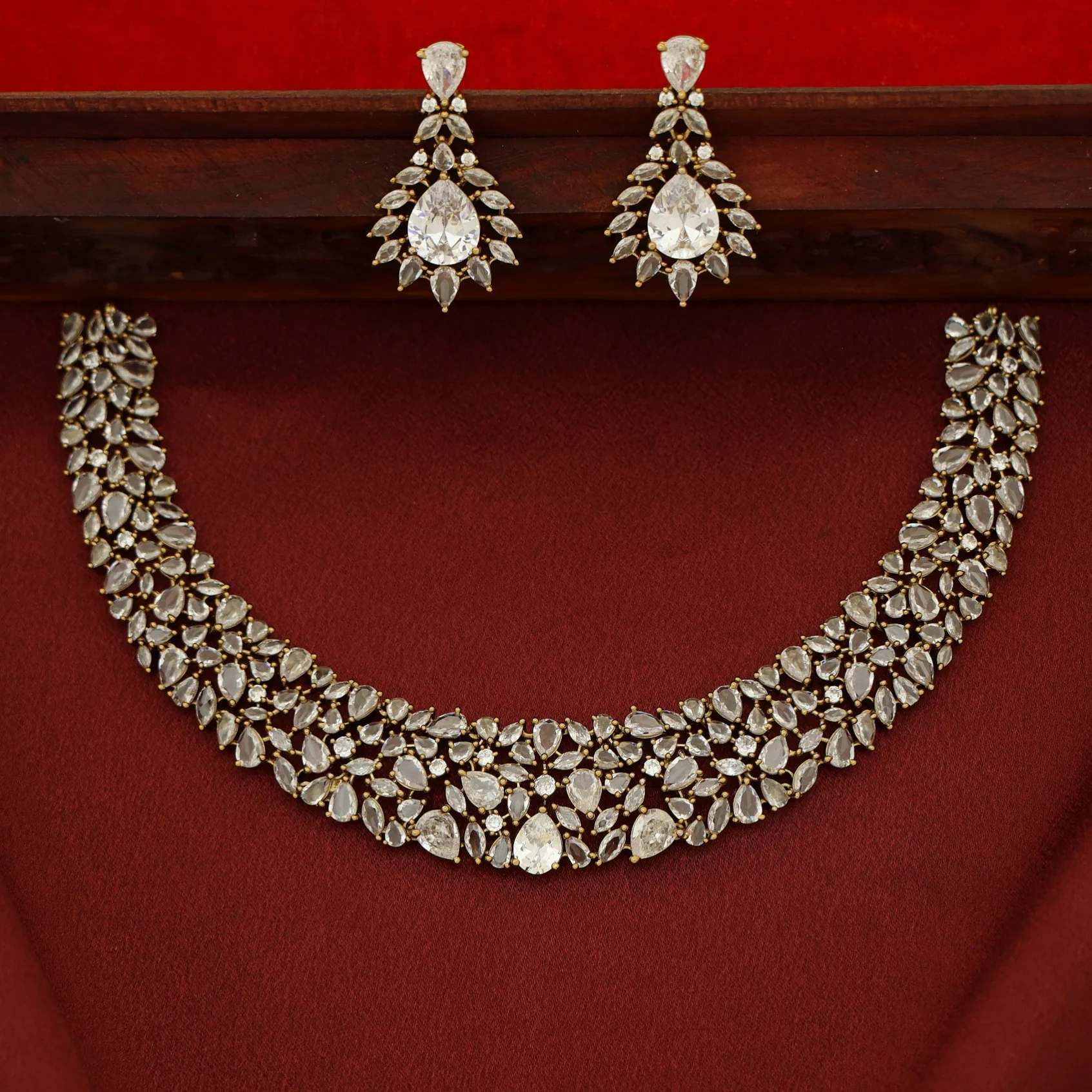 Zivansha AD Stone Short Neckpiece With Earring - Image 2