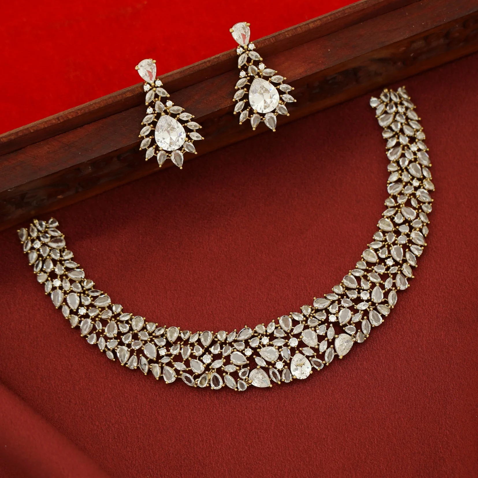 Zivansha AD Stone Short Neckpiece With Earring - Image 3