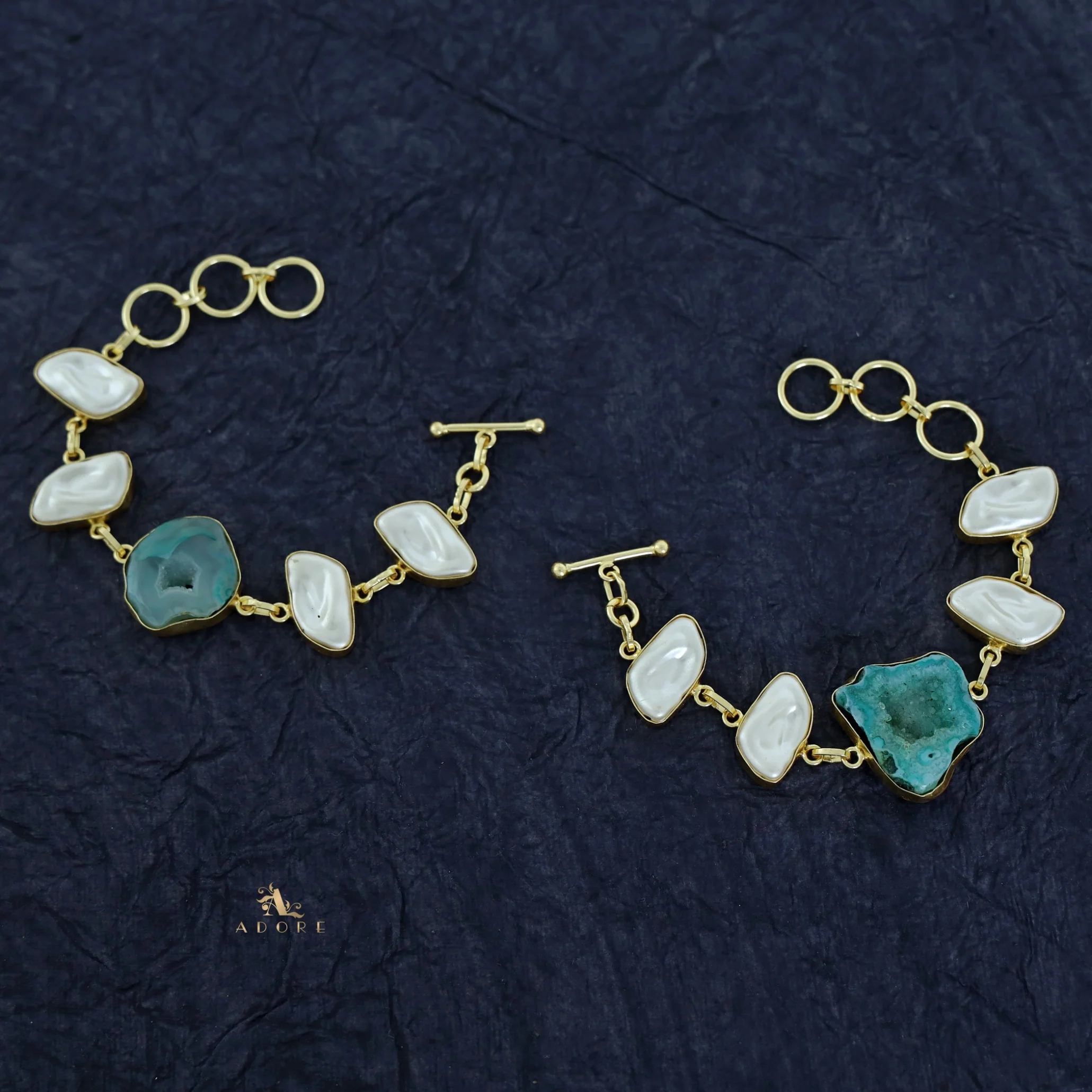 Zoe Golden Baroque + Agate Stone Bracelet - Image 11