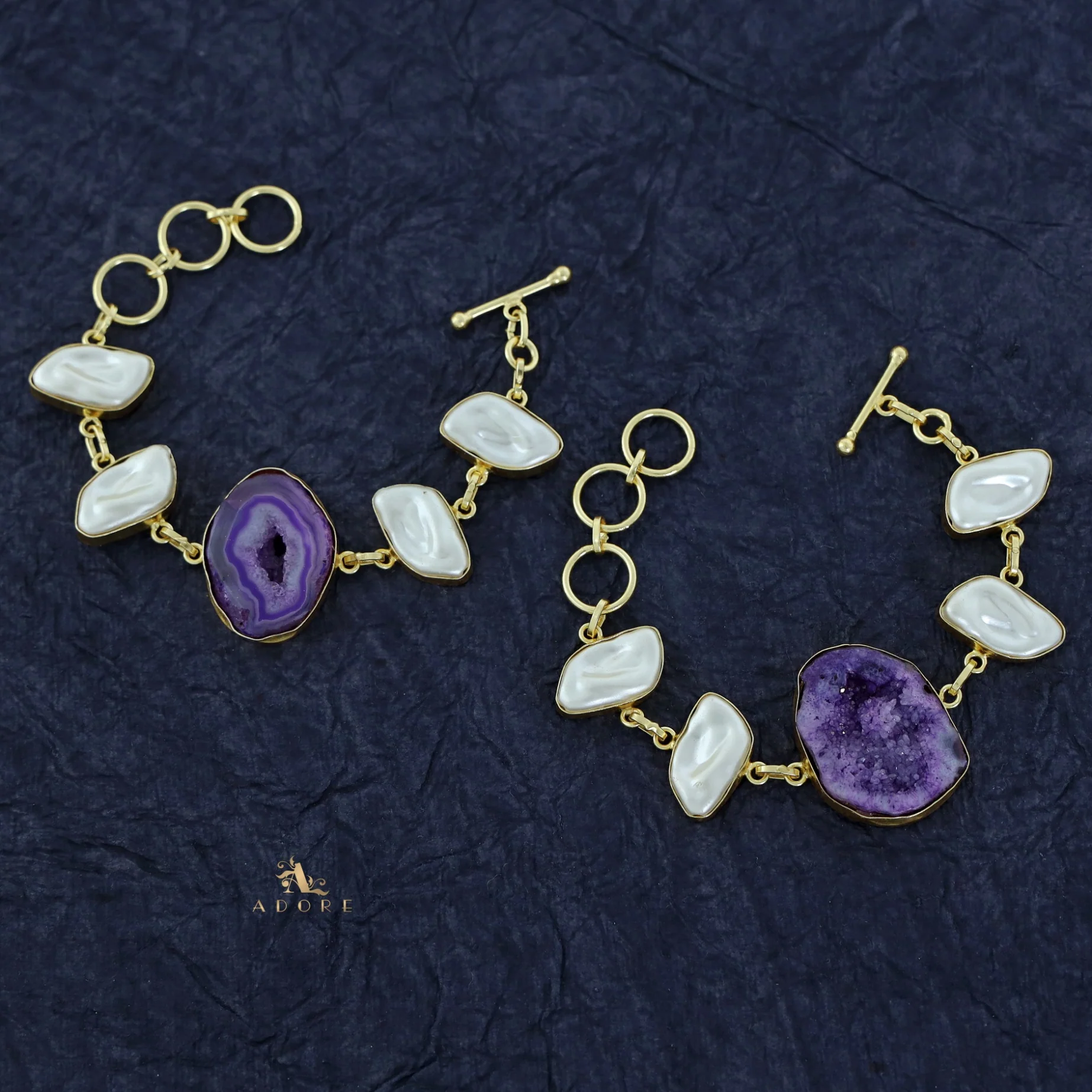 Zoe Golden Baroque + Agate Stone Bracelet - Image 12