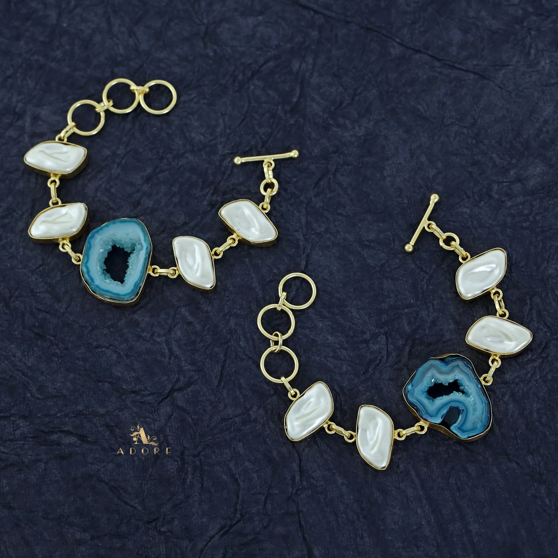 Zoe Golden Baroque + Agate Stone Bracelet - Image 13