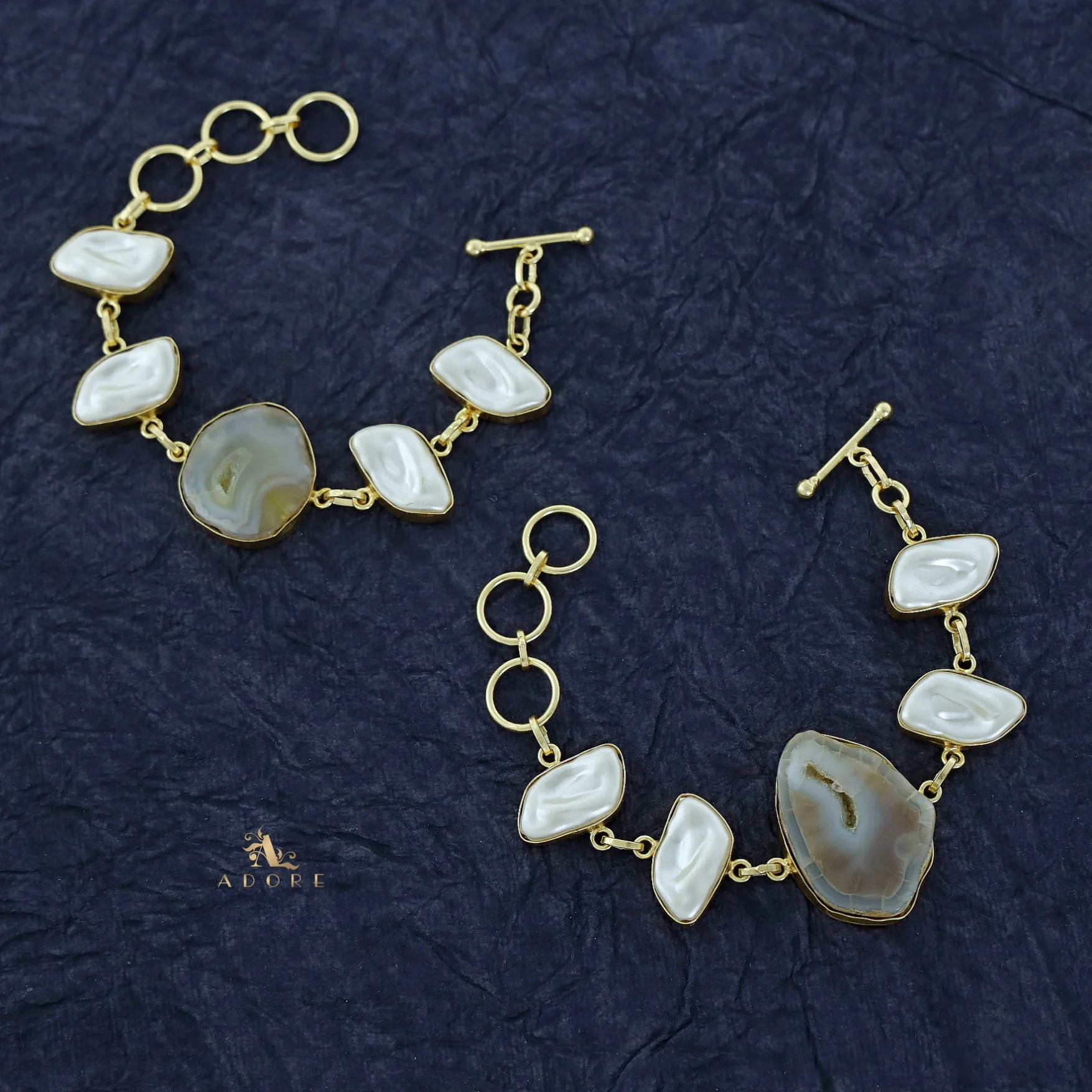 Zoe Golden Baroque + Agate Stone Bracelet - Image 14