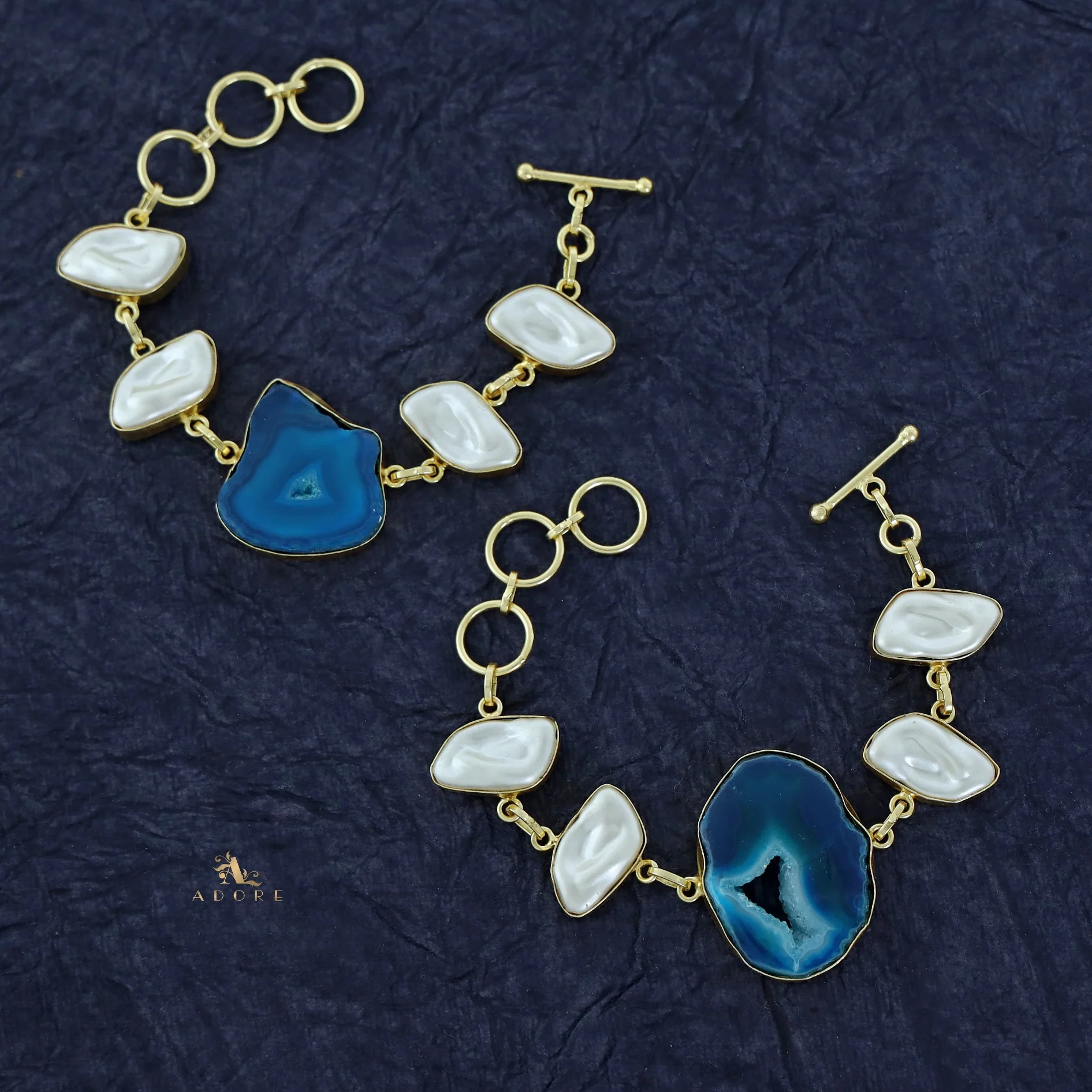 Zoe Golden Baroque + Agate Stone Bracelet - Image 15