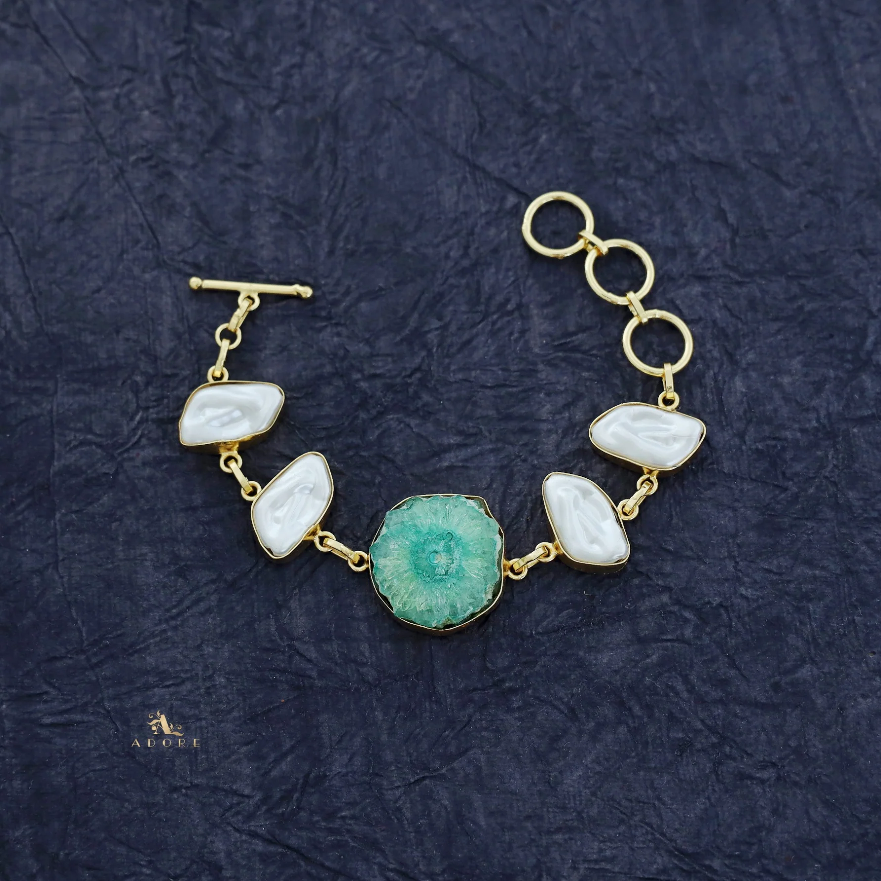 Zoe Golden Baroque + Agate Stone Bracelet - Image 16