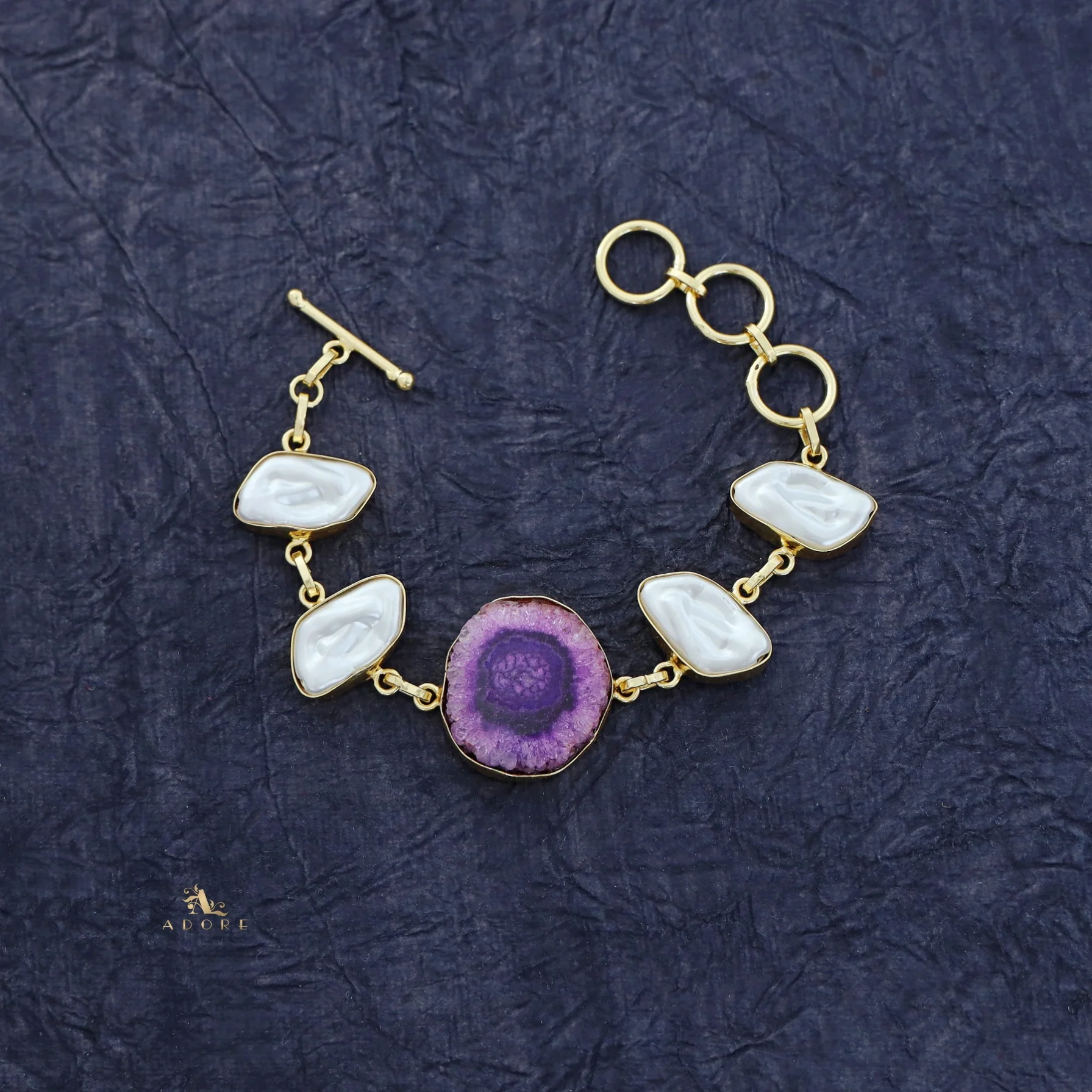 Zoe Golden Baroque + Agate Stone Bracelet - Image 18