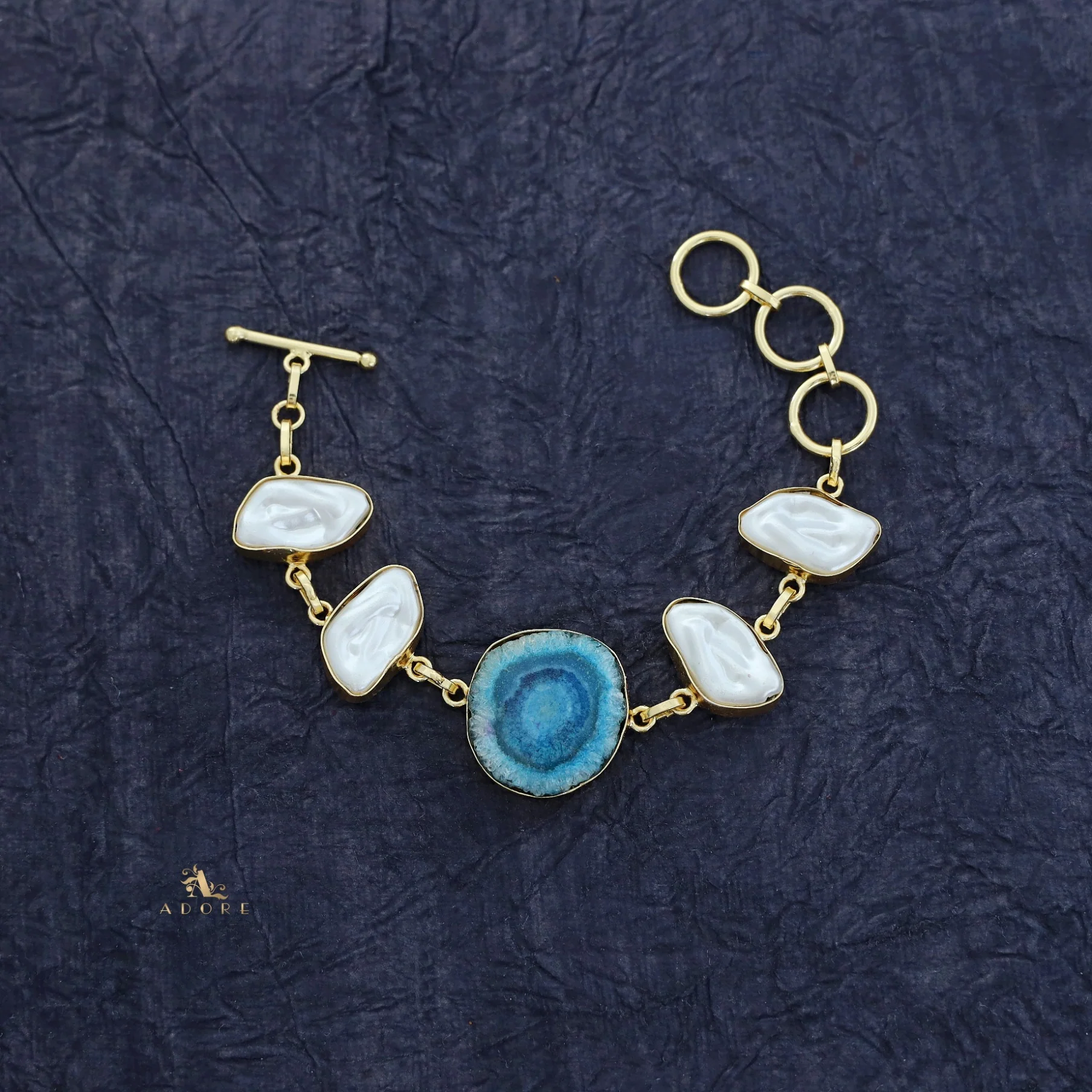Zoe Golden Baroque + Agate Stone Bracelet - Image 19