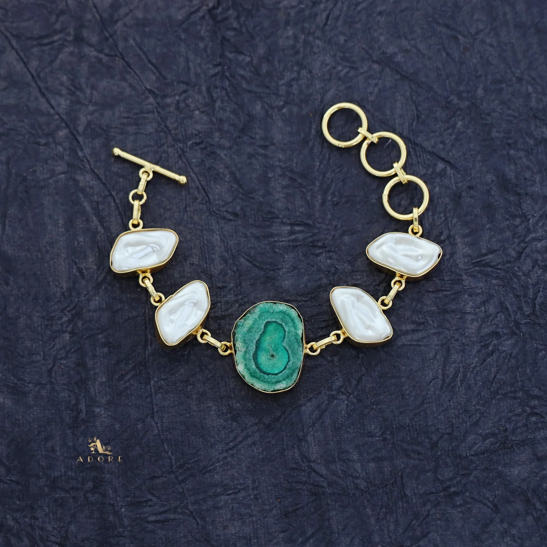 Zoe Golden Baroque + Agate Stone Bracelet - Image 20