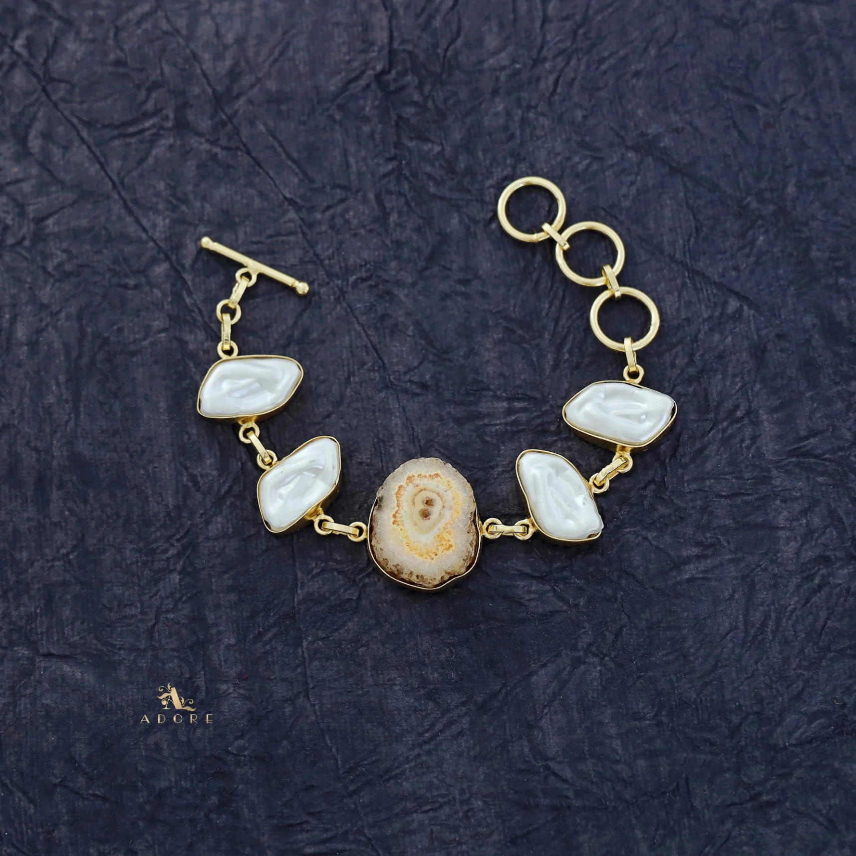 Zoe Golden Baroque + Agate Stone Bracelet - Image 22