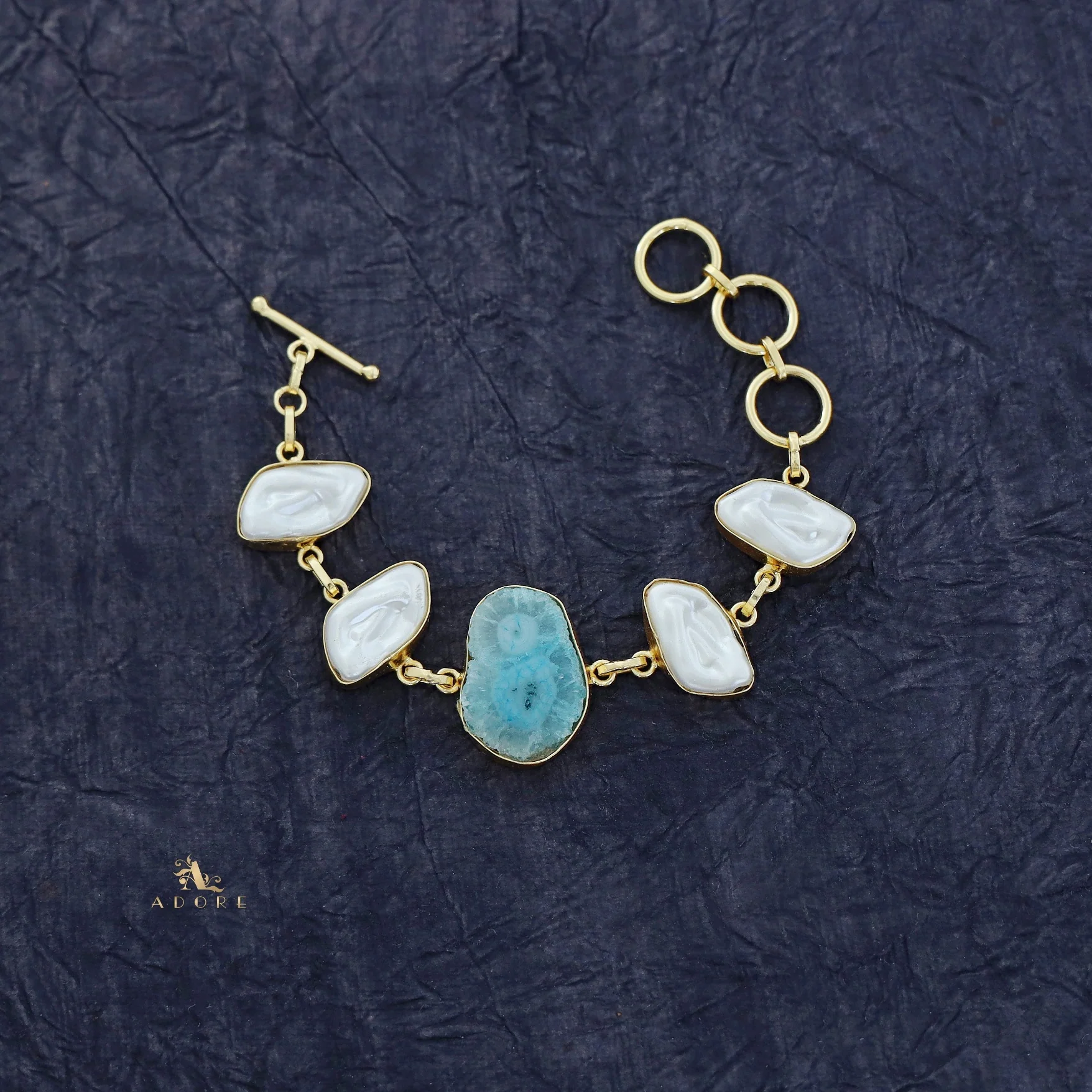 Zoe Golden Baroque + Agate Stone Bracelet - Image 23