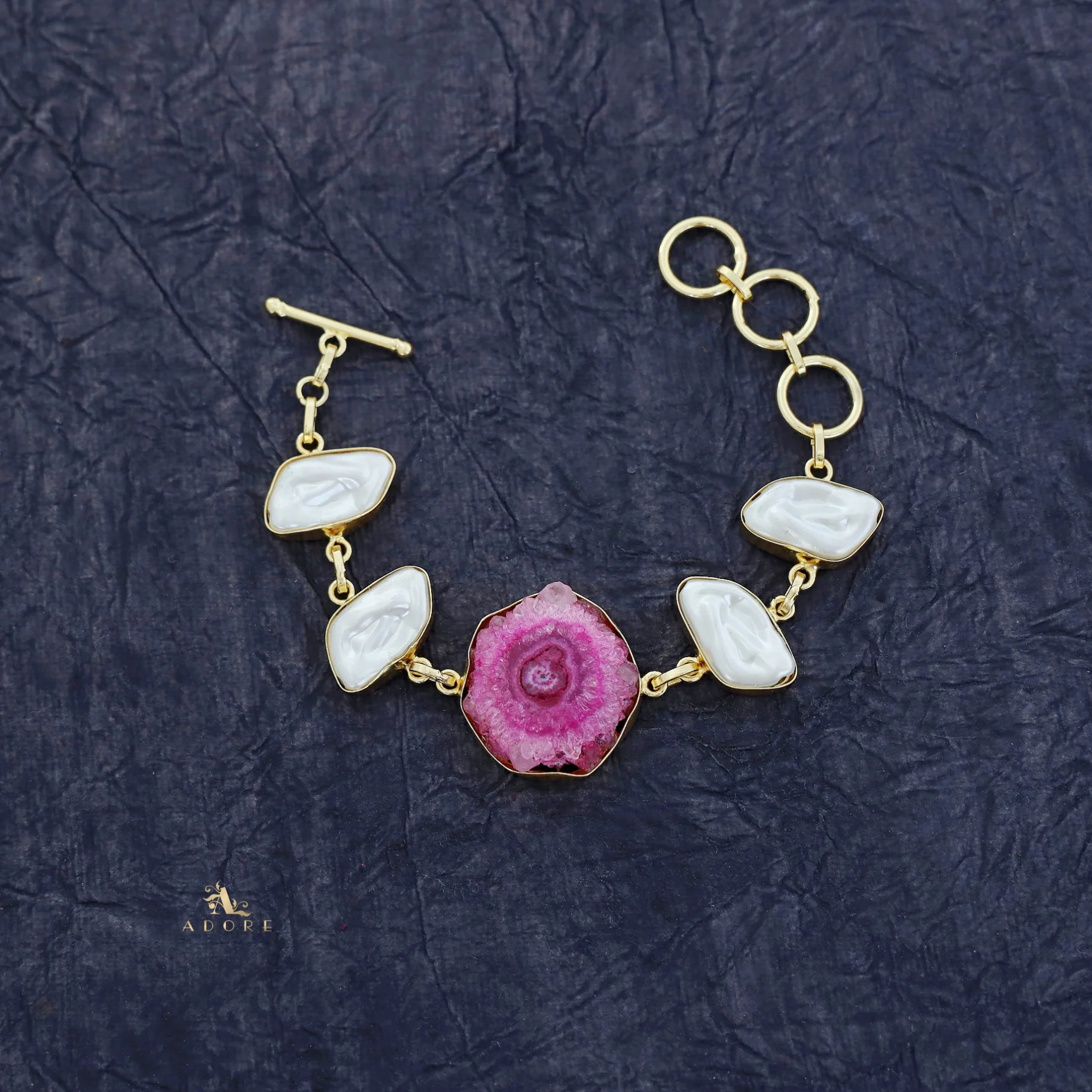 Zoe Golden Baroque + Agate Stone Bracelet - Image 24