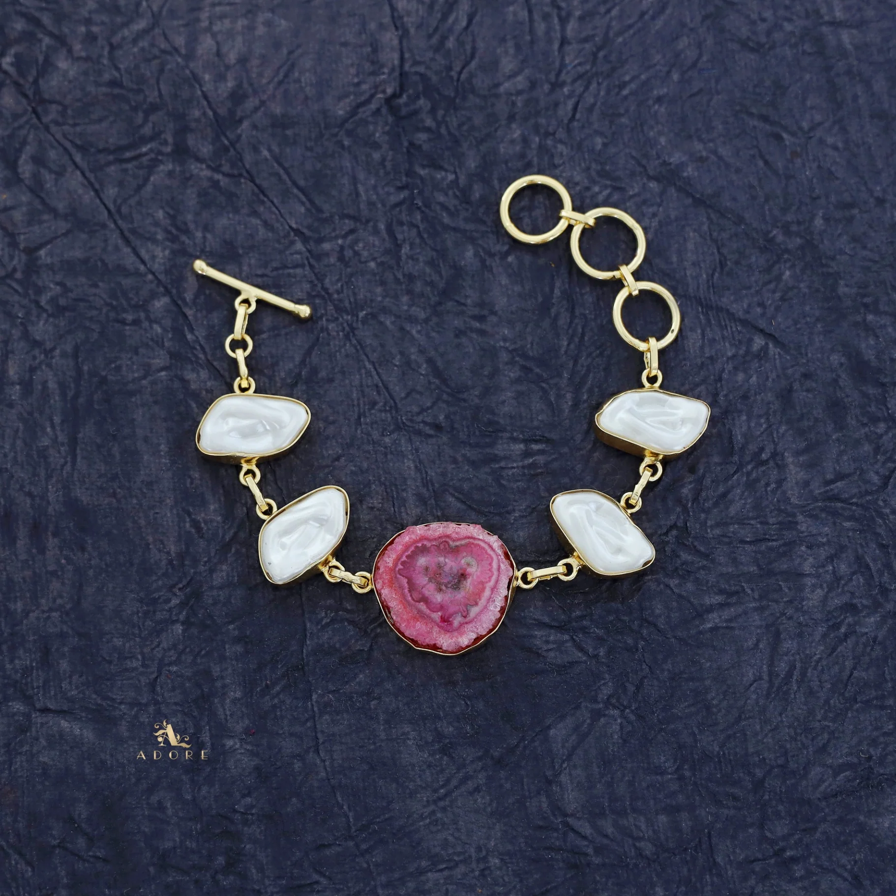 Zoe Golden Baroque + Agate Stone Bracelet - Image 25