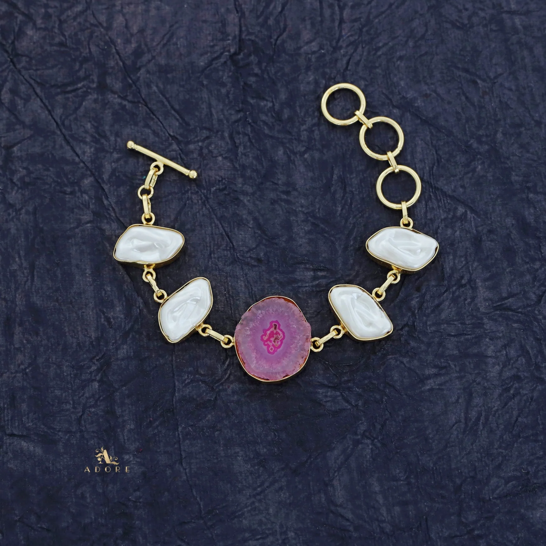 Zoe Golden Baroque + Agate Stone Bracelet - Image 26