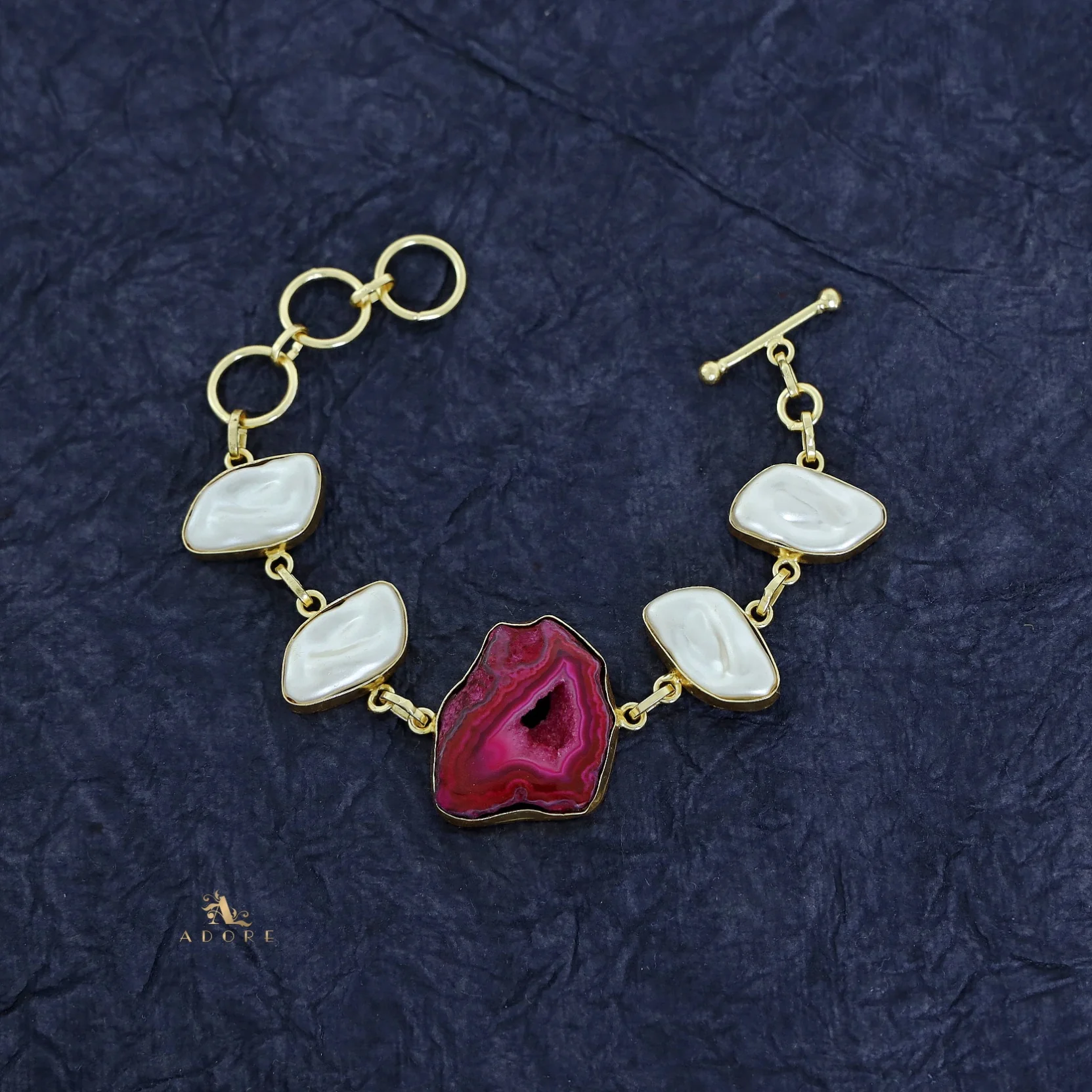 Zoe Golden Baroque + Agate Stone Bracelet - Image 3