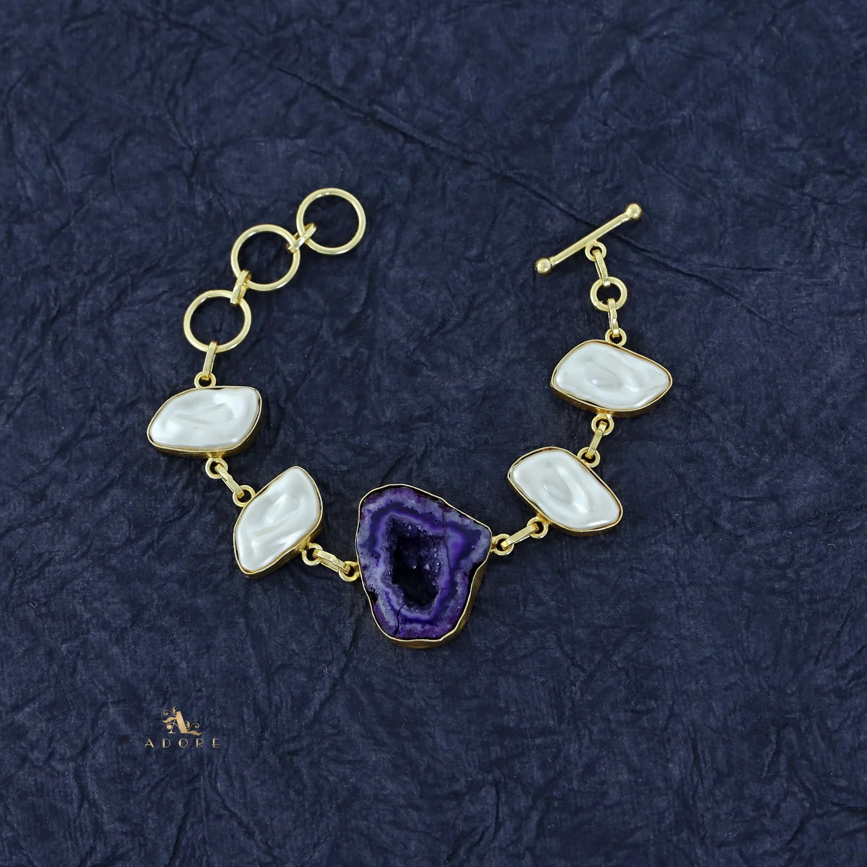 Zoe Golden Baroque + Agate Stone Bracelet - Image 7