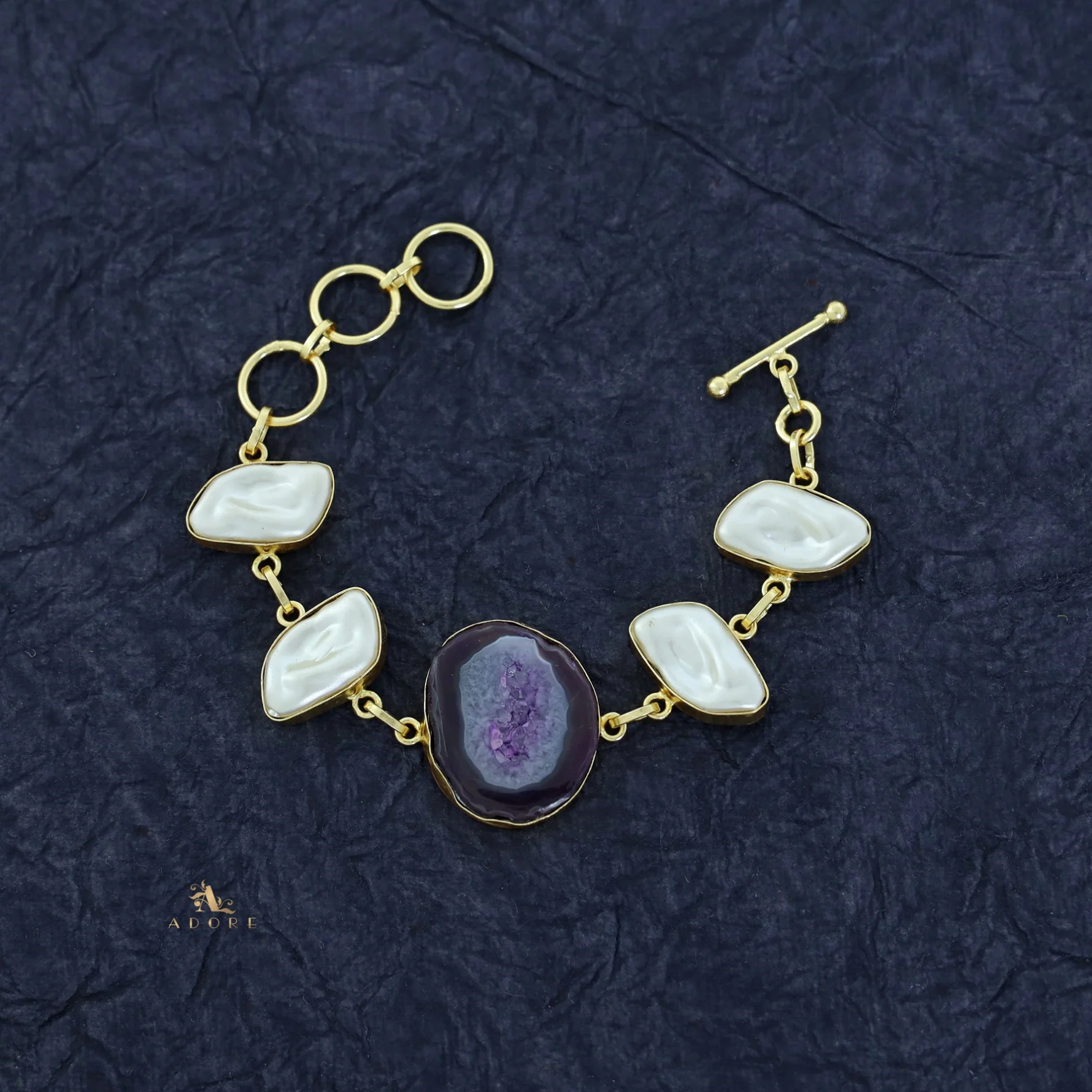 Zoe Golden Baroque + Agate Stone Bracelet - Image 9