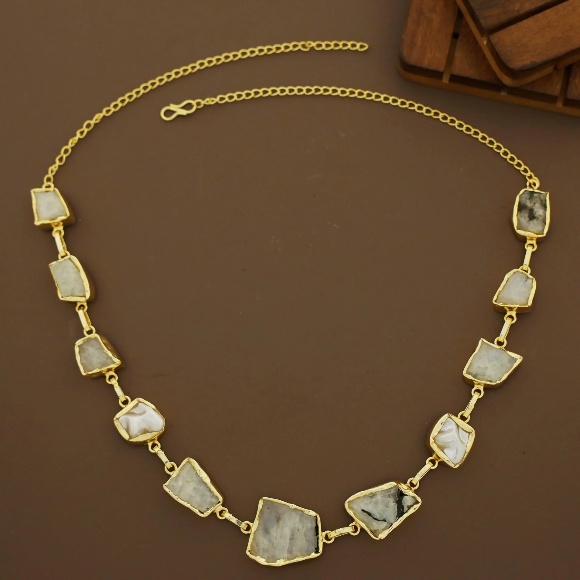 Zora Golden Baroque Raw Stone Neckpiece - Image 10