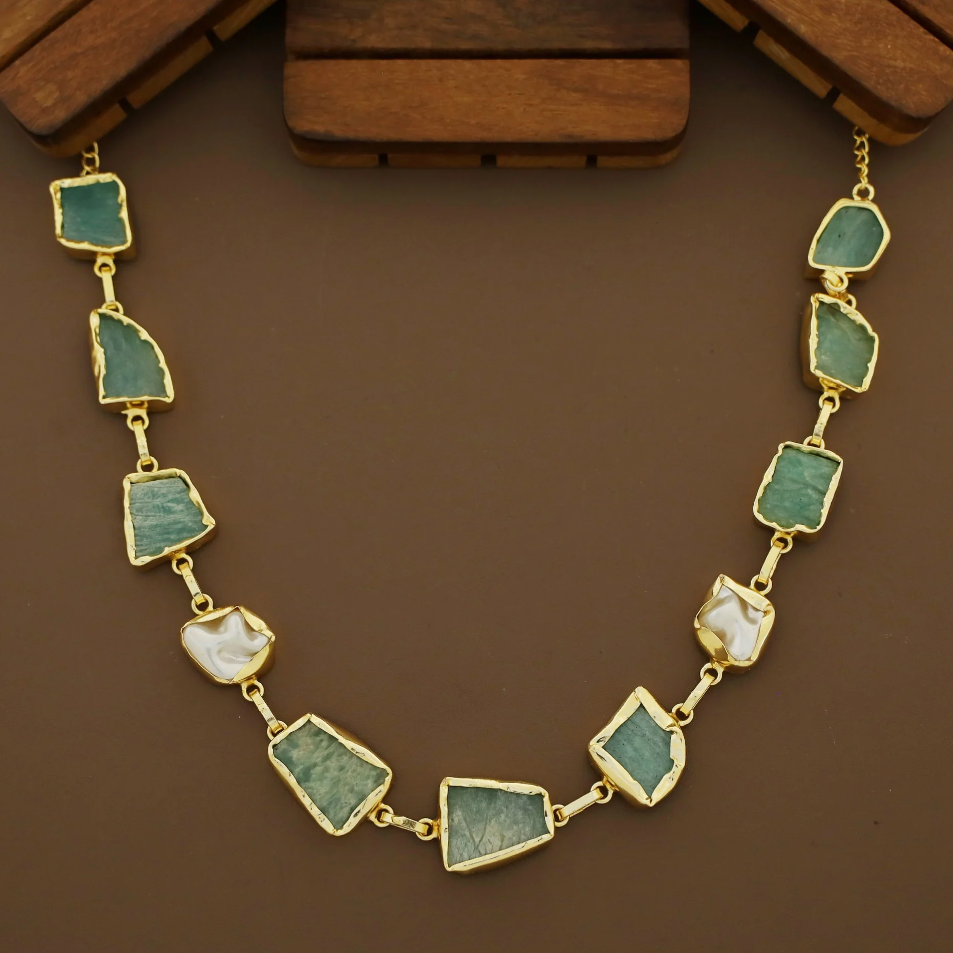Zora Golden Baroque Raw Stone Neckpiece - Image 3