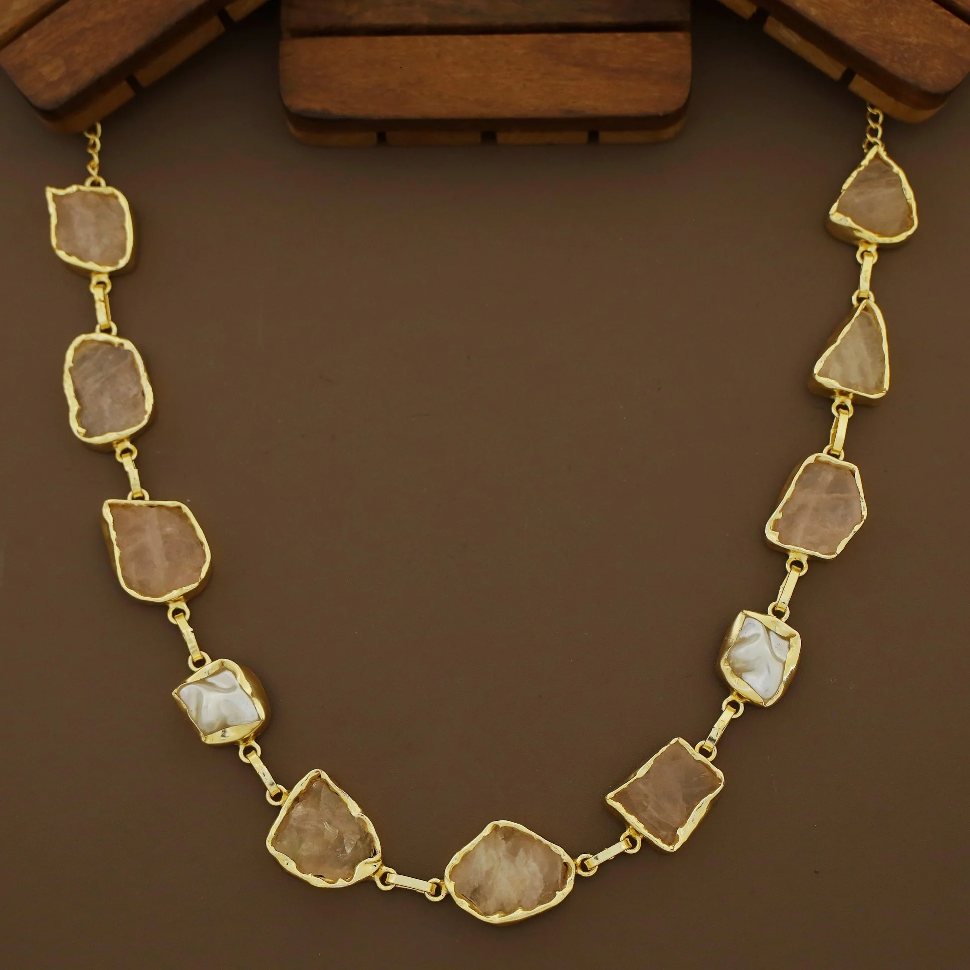 Zora Golden Baroque Raw Stone Neckpiece - Image 4