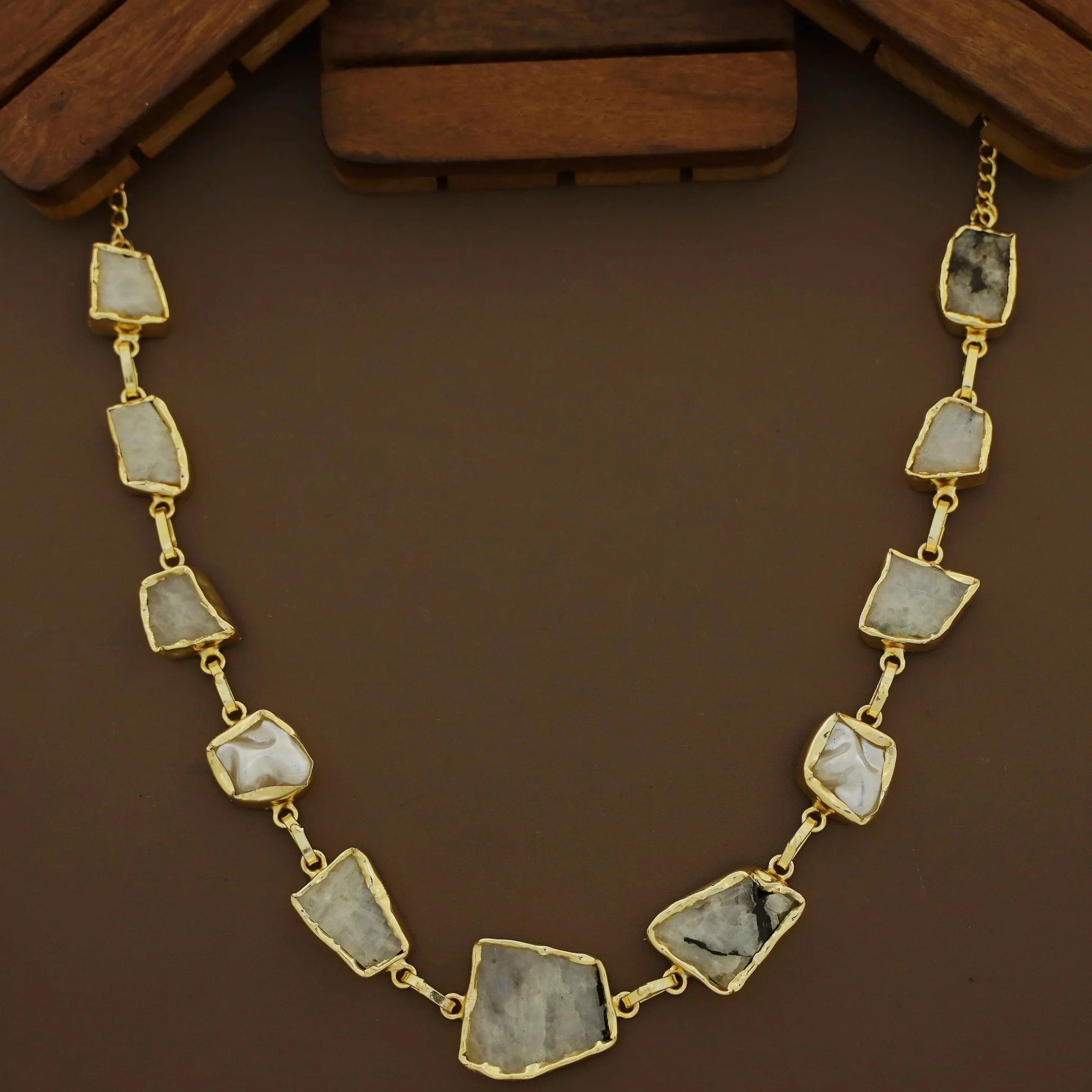 Zora Golden Baroque Raw Stone Neckpiece - Image 7