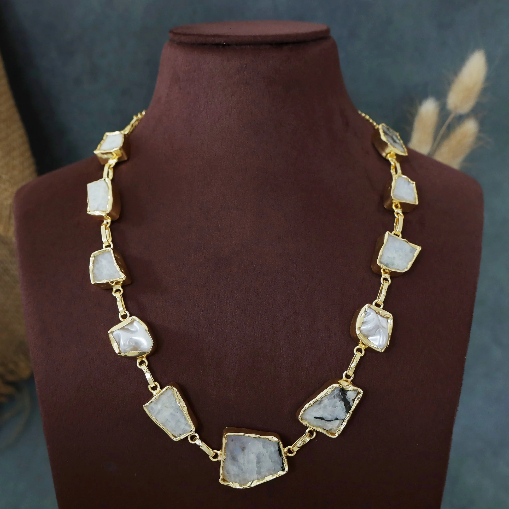 Zora Golden Baroque Raw Stone Neckpiece - Image 8