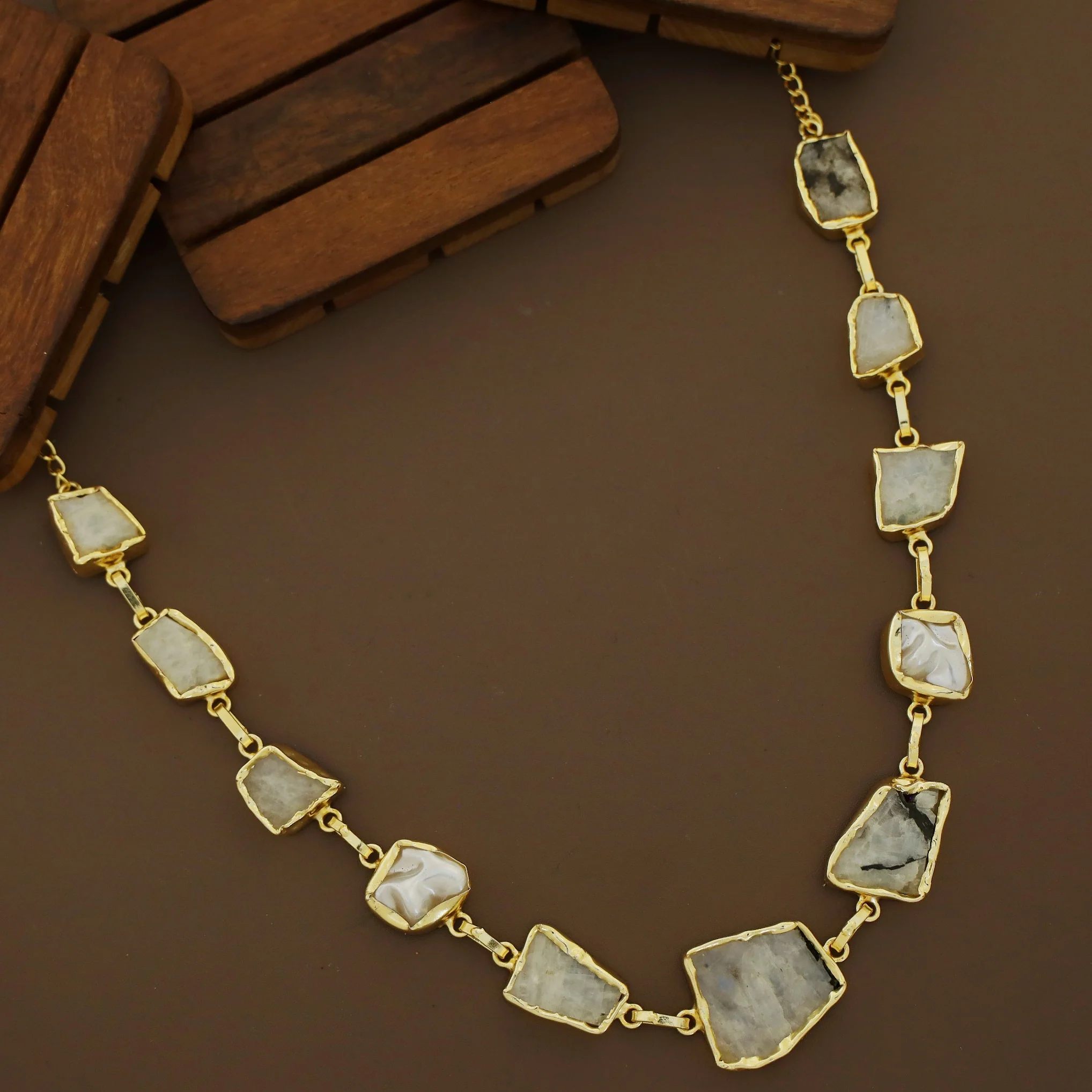 Zora Golden Baroque Raw Stone Neckpiece - Image 9